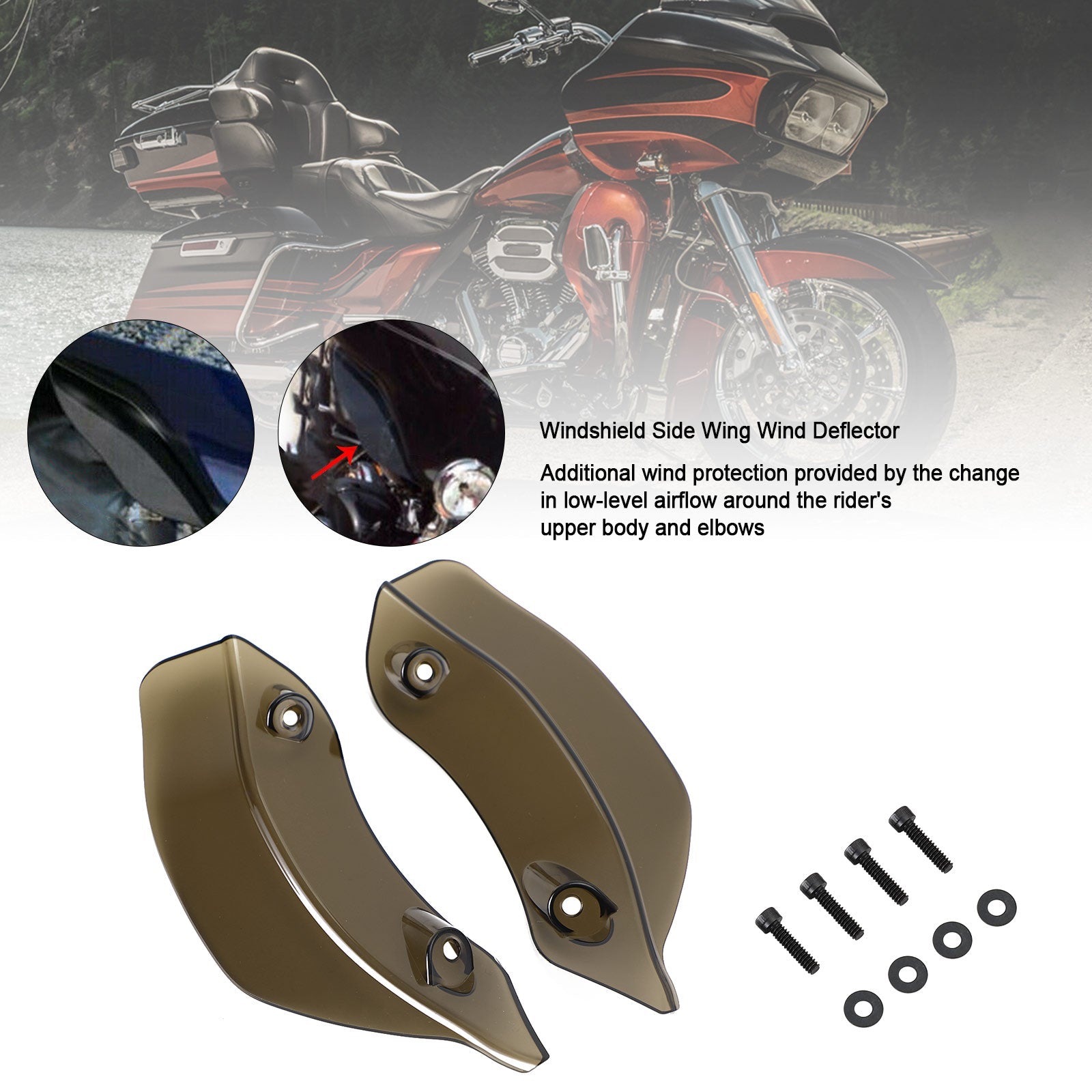 Déflecteur de vent d'aile latérale de pare-brise de carénage pour Touring Road Glide 2015 – 2021 générique