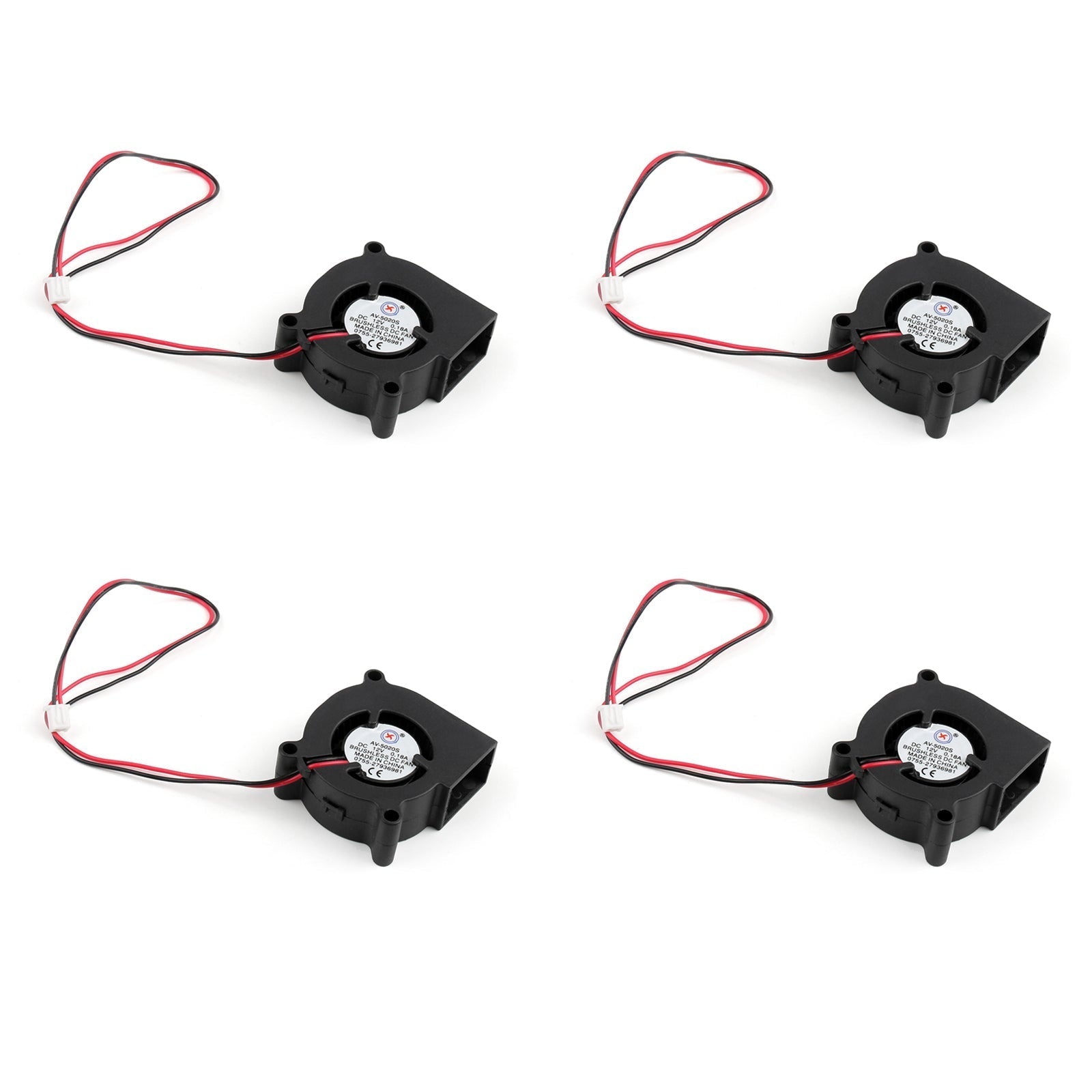 4Pcs Brushless DC Cooling Blower Fan 12V 5020s 50x50x20mm 0.18A Sleeve 2 Pin