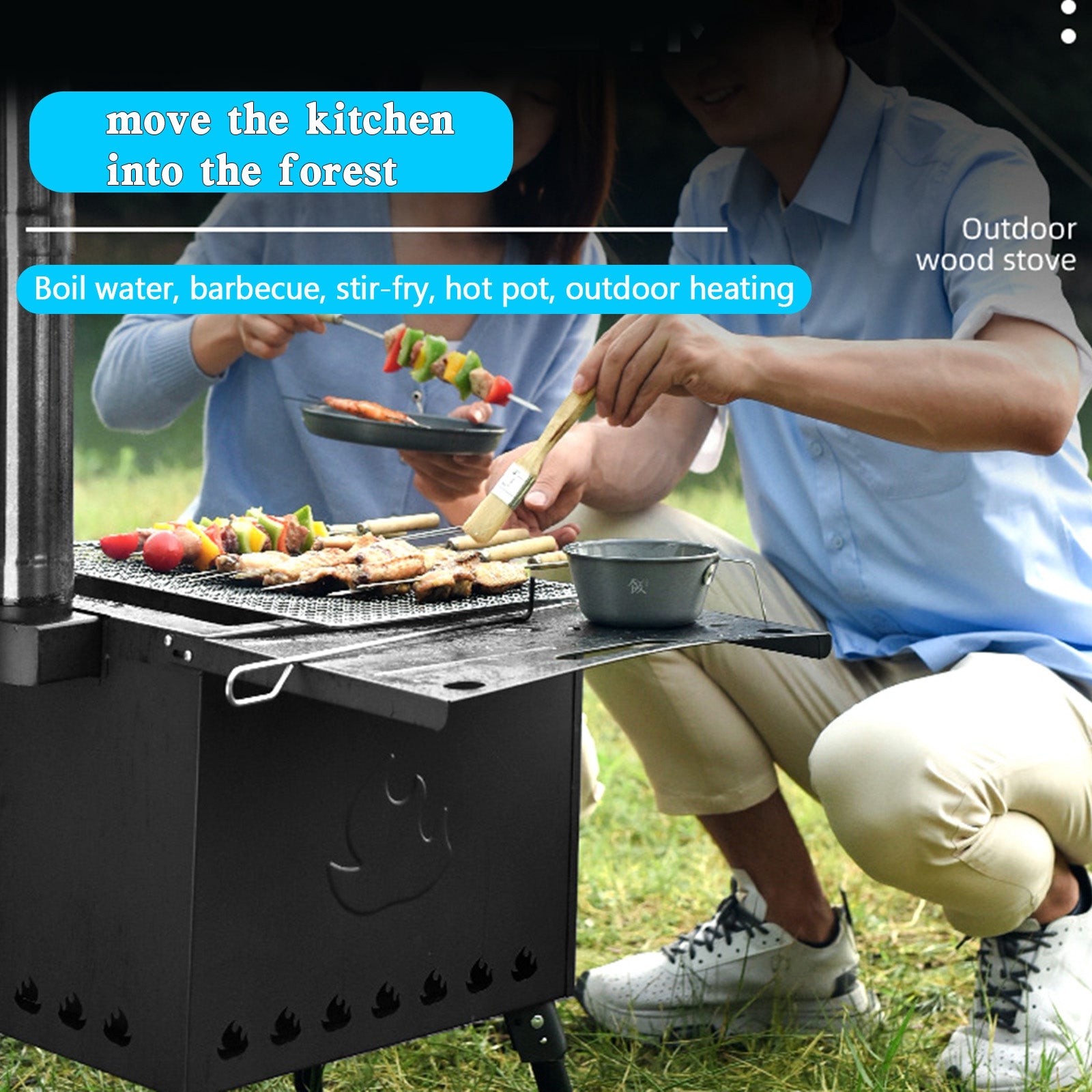 Outdoor Draagbare Camping Houtkachel Picknick Kok Opvouwbare Verwarming Houtverbranding