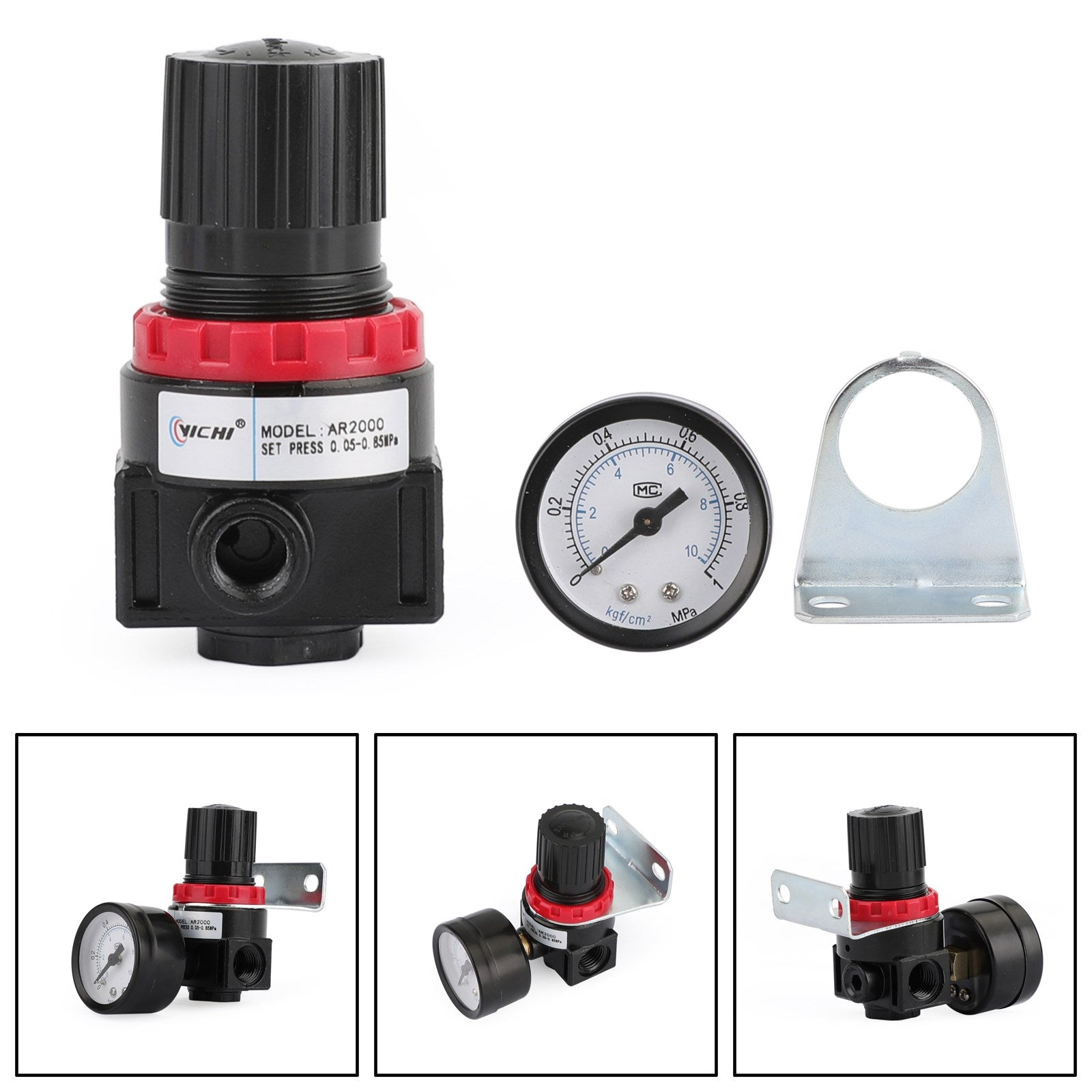 Air Control Compressor Pressure Gauge Relief Regulating Regulator Valve AR2000