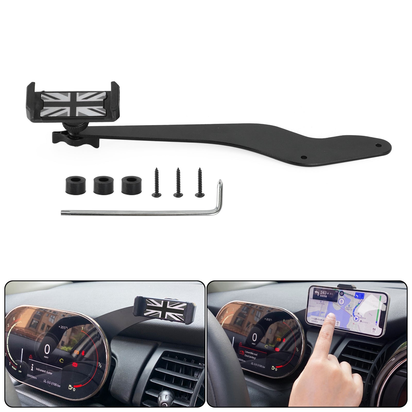 Car Phone Holder Mount Gray For MINI Cooper R50/R52/R53