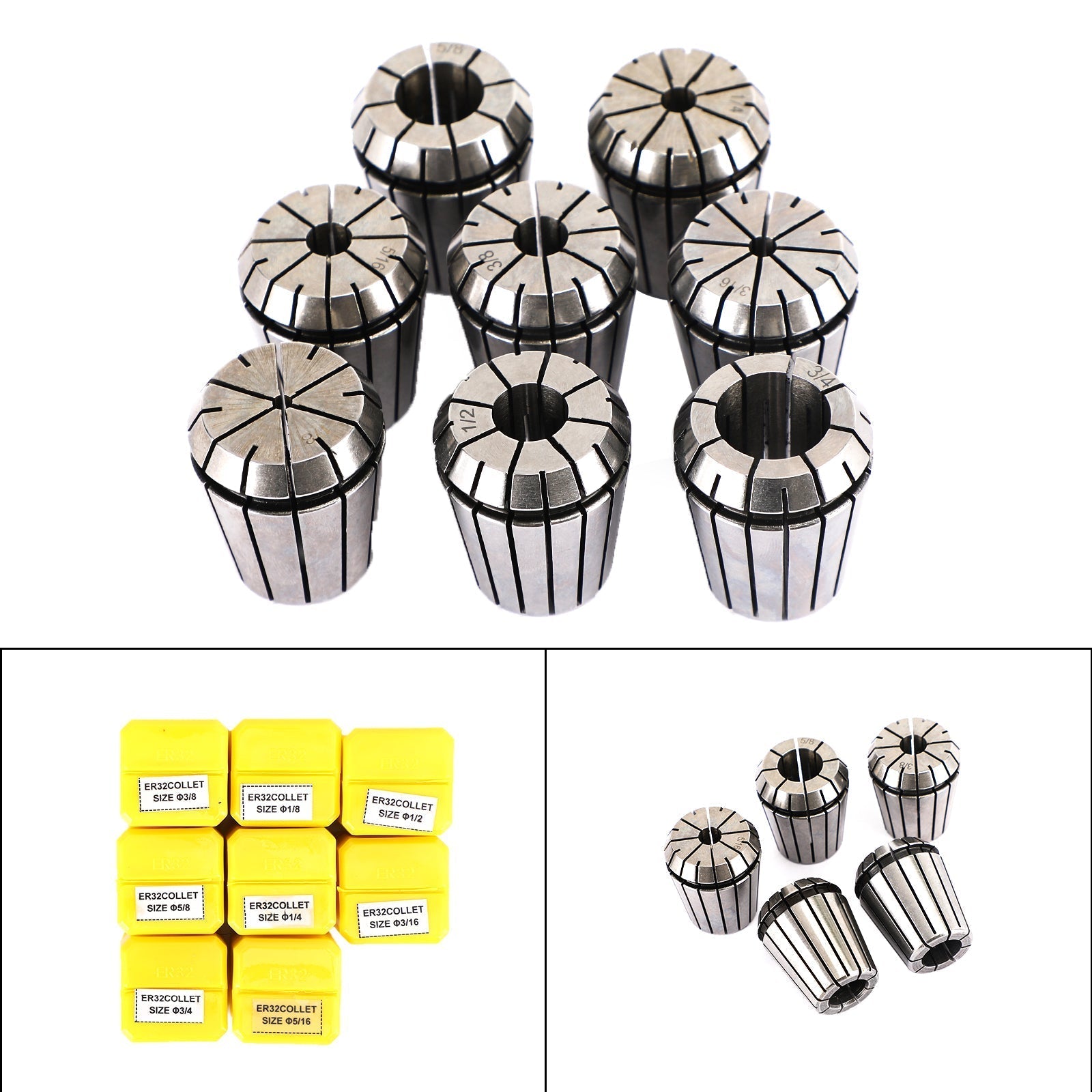 8Pcs ER32 Spring Collet Set For CNC Milling Lathe Tool Engraving Machine Steel