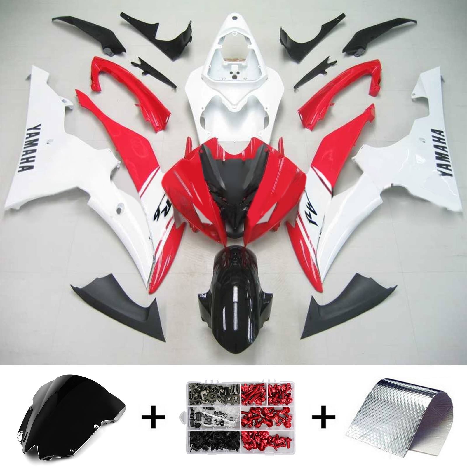 2008-2016 Yamaha YZF 600 R6 Amotopart Kit de carénage d'injection carrosserie plastique ABS #137