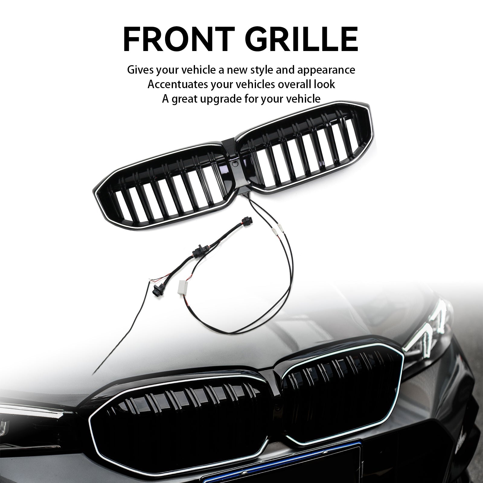 2023-2024 BMW 3 Series G20 G28 Gloss Black Front Kidney Grille Mesh