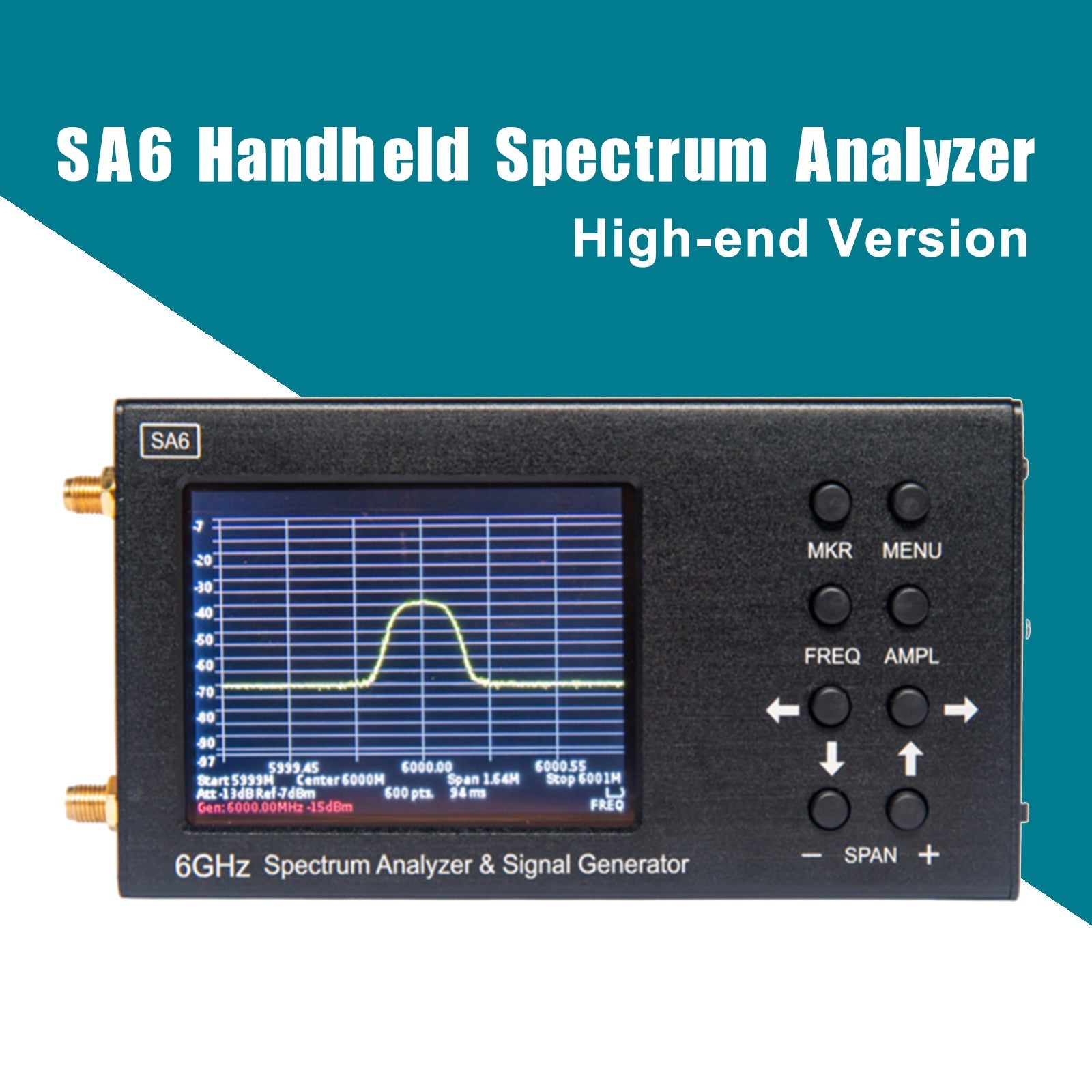 SA6 6GHz Handheld Portable 3.2" Spectrum Analyzer Signal Generator 35-6200MHz