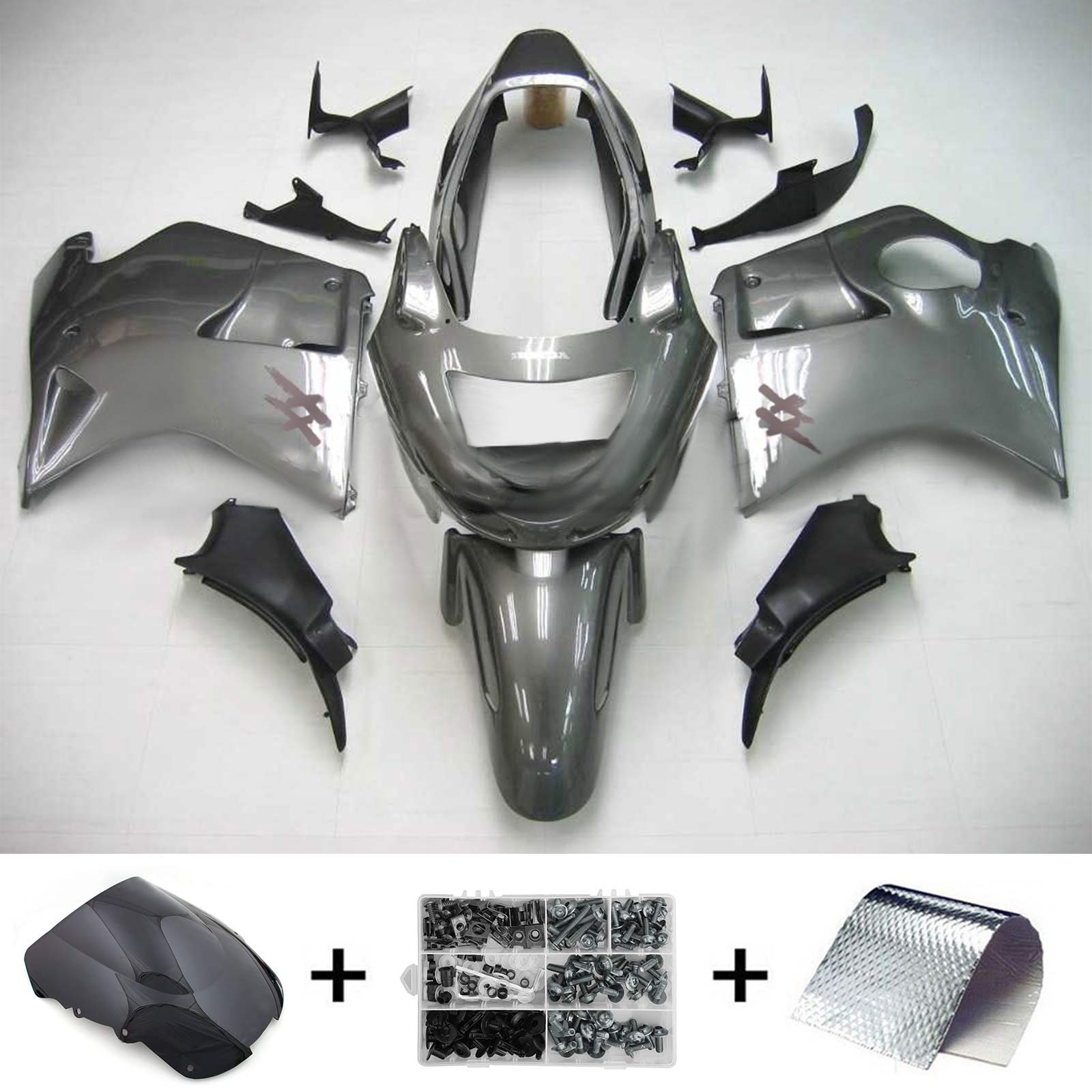 1996-2007 Honda CBR1100XX SuperBlackBird Amotopart Kit de carénage d'injection carrosserie ABS #107