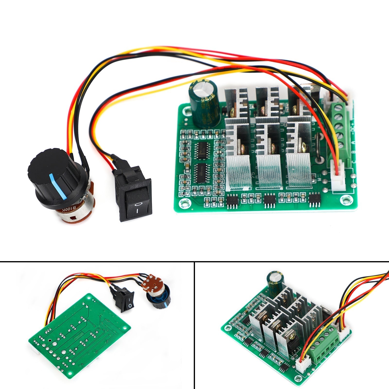 Contrôle de vitesse de moteur sans balais DC 5V-36V 15A PWM DC, interrupteur réversible CW CCW