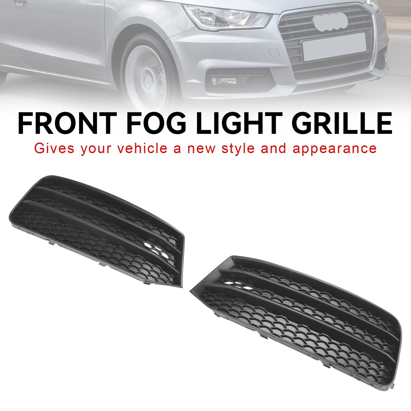2015-2018 Audi A1 8X Front Bumper Fog Light Cover Grill Grille 2PCS