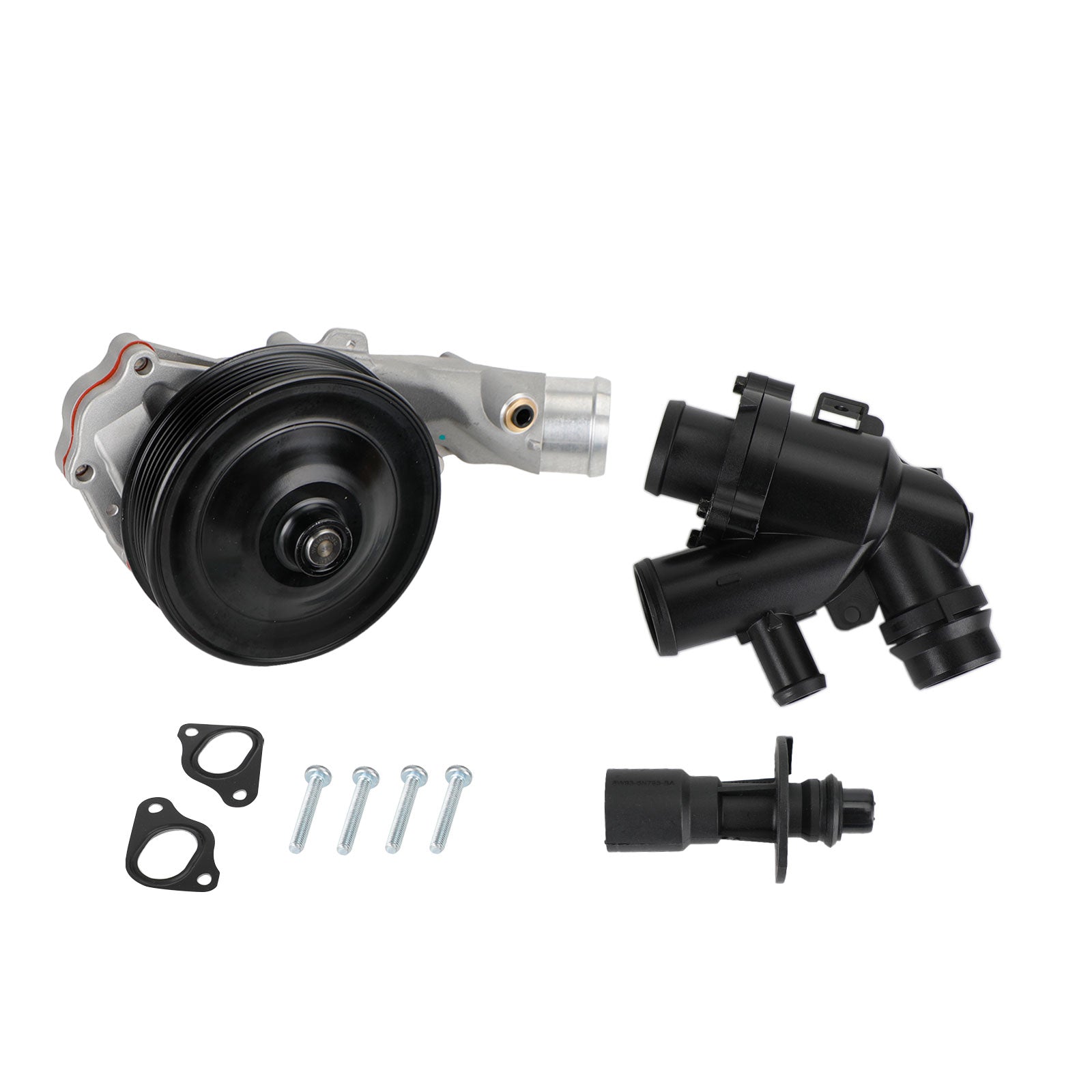 Jaguar 2014 - 2015 XJR Water Pump w/ Bolts Gaskets Connector + Thermostat Kit