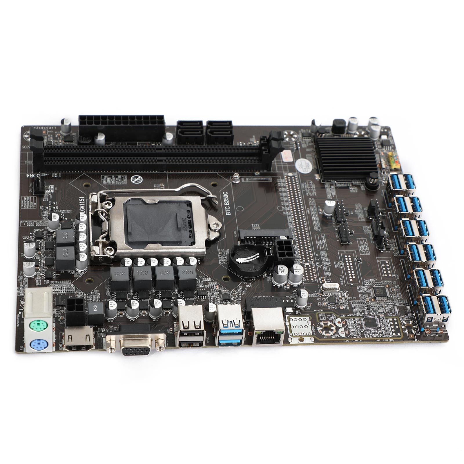 B250C PC carte mère minière BTC 12P PCI Express DDR4 adapté pour LGA1151 Gen6/7