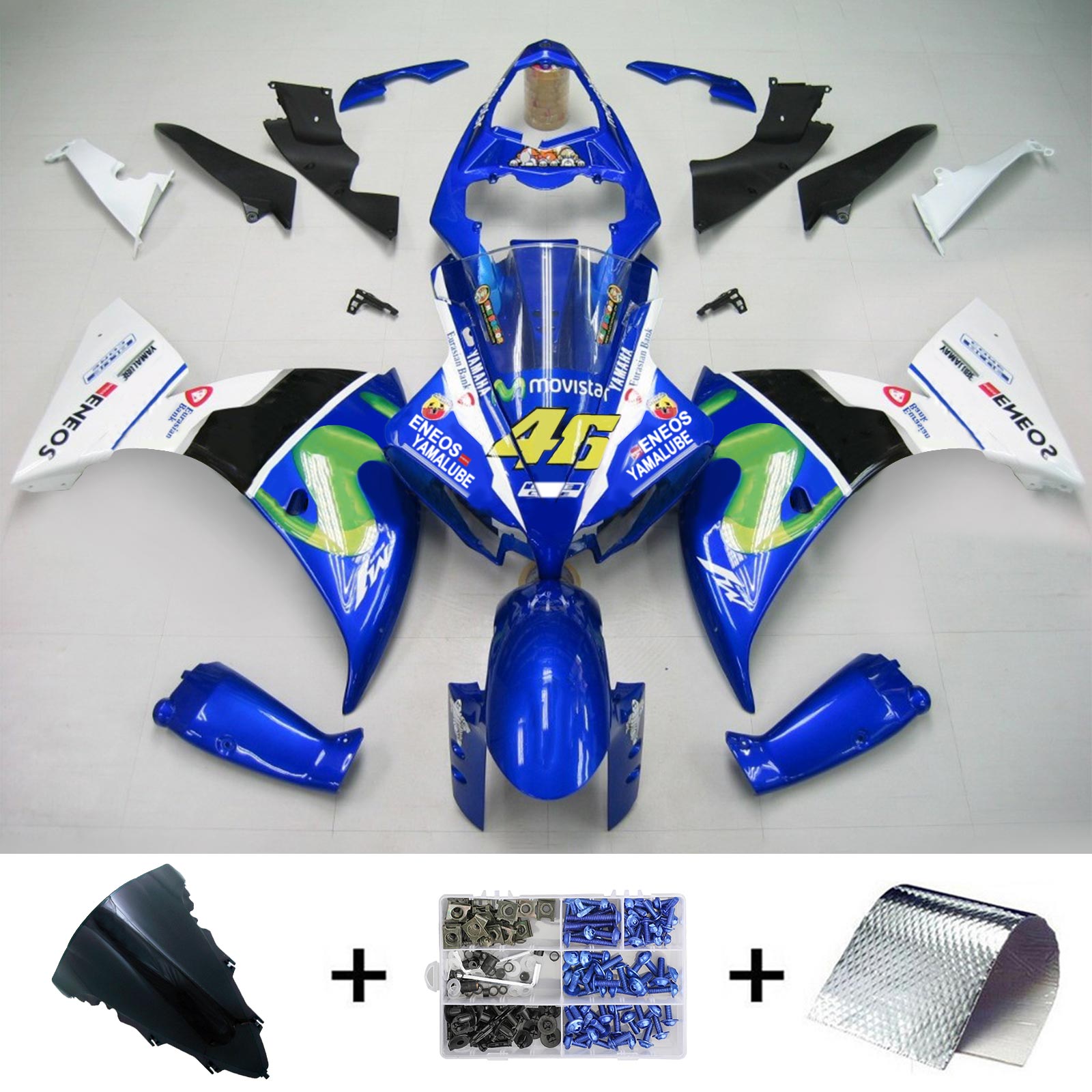 2012-2014 Yamaha YZF 1000 R1 Kit de carénage d'injection carrosserie plastique ABS #129