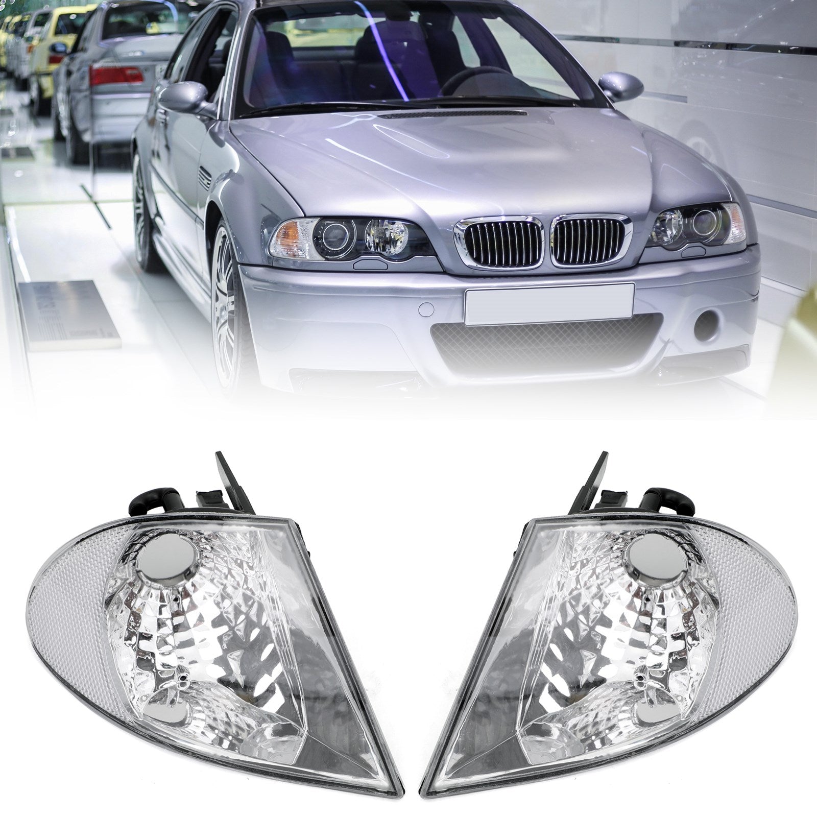 1999-2001 BMW 3 Series E46 Pair Front Indicator Turn Signal Corner Clear Lights