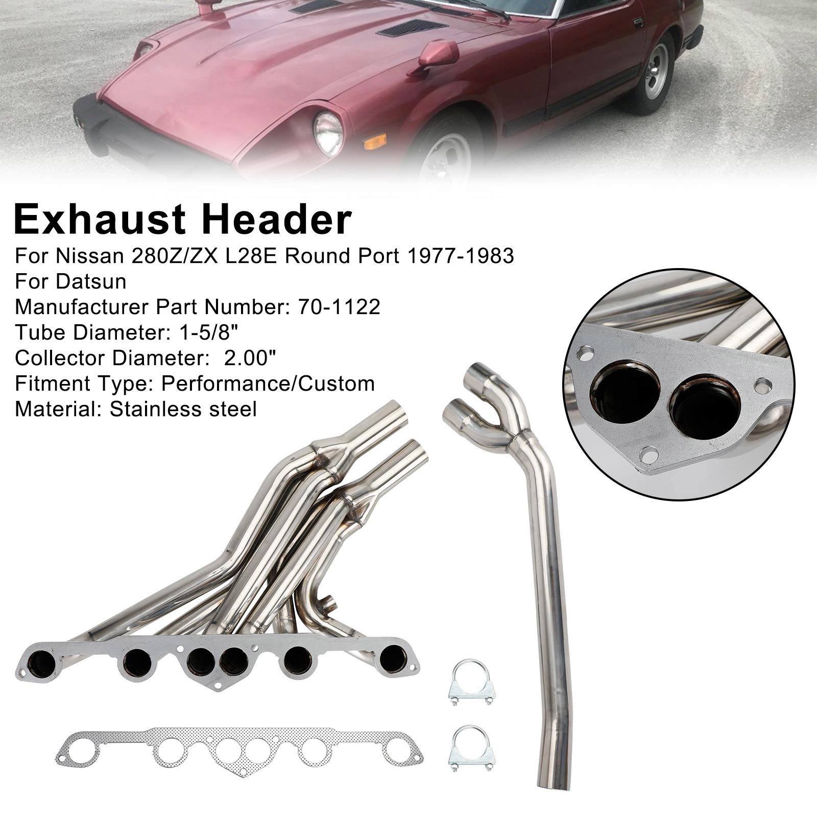 Nissan 280Z 280ZX L28E 1977-1983 Collecteur d'échappement en acier inoxydable Datsun 70-1122