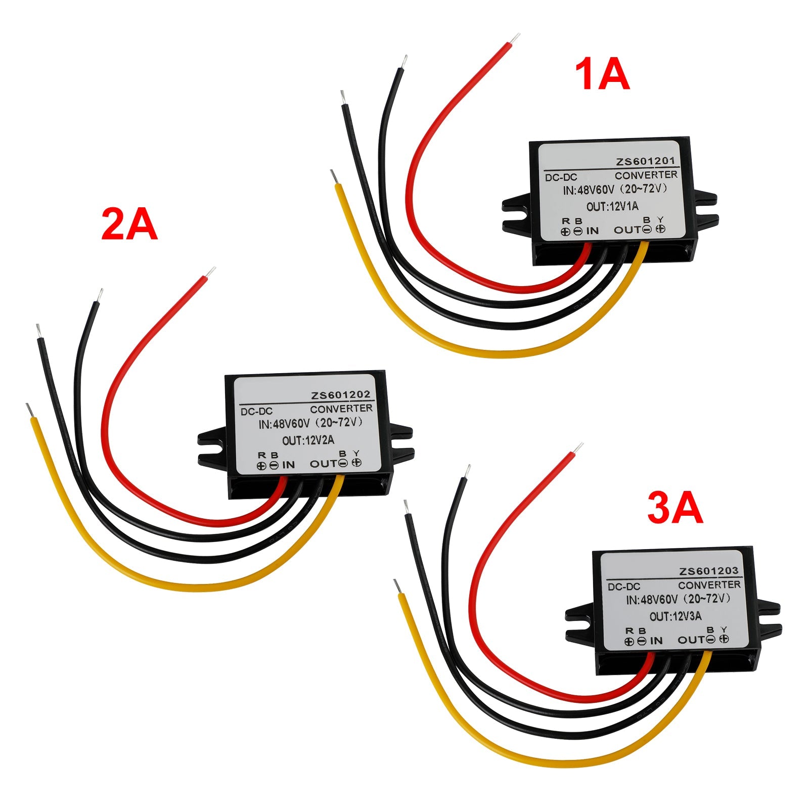 Waterproof DC-DC Converter 60V Step Down to 12V Car Power Supply Module