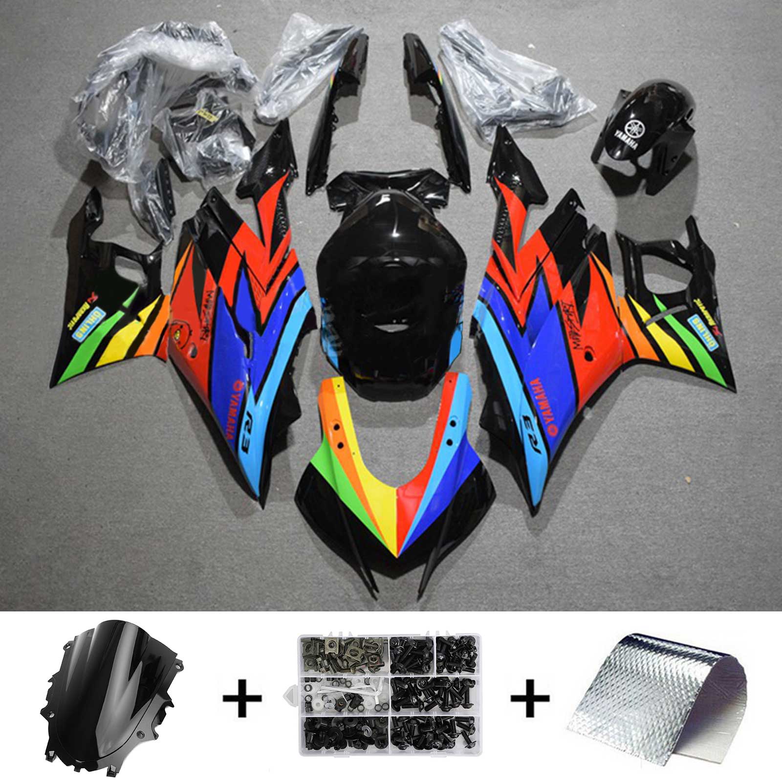 2019-2021 Yamaha YZF-R3 R25 Amotopart Kit de carénage d'injection carrosserie plastique ABS #127