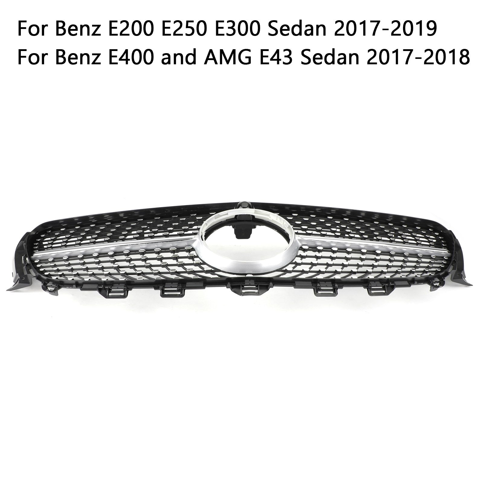 Diamond Silver Border Front Grille Grill Fit Mercedes BenzW213 E300 E400 16-19