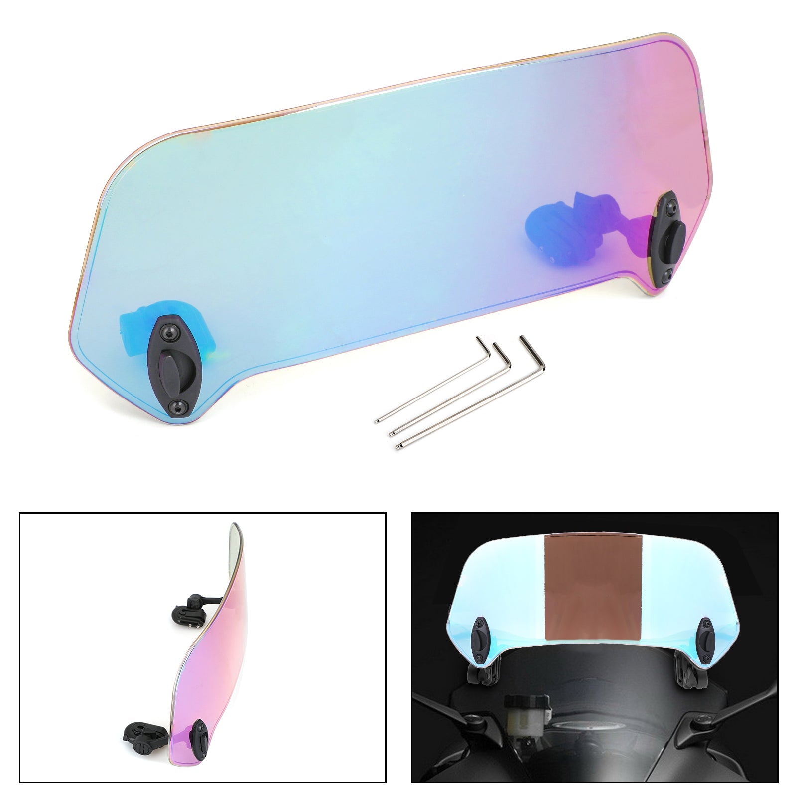 Motorcycle Adjustable Clip On Windshield Extension Spoiler Wind Deflector