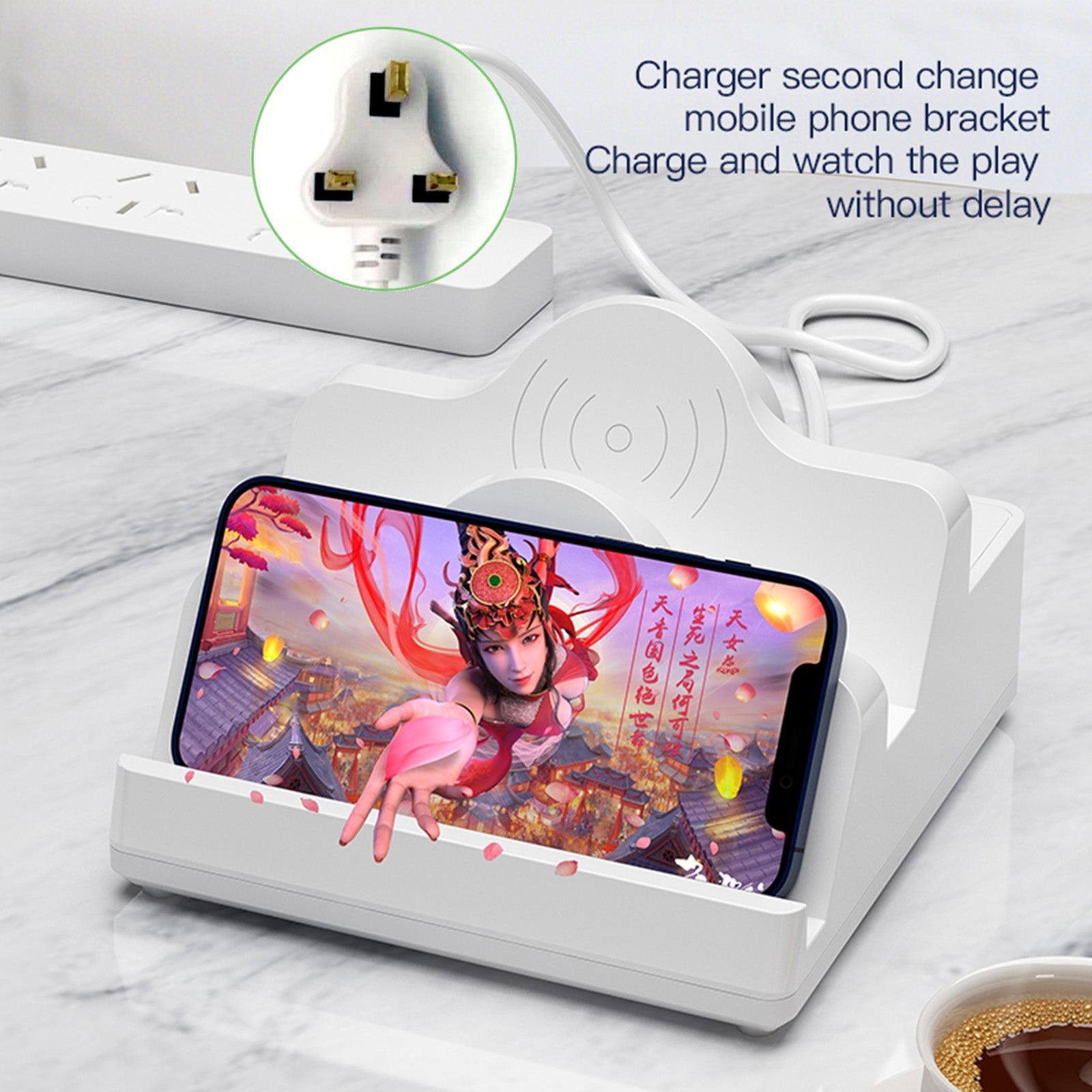 Dual Wireless Charging Station Dock USB 6 Port Multi Charger Holder UK Plug