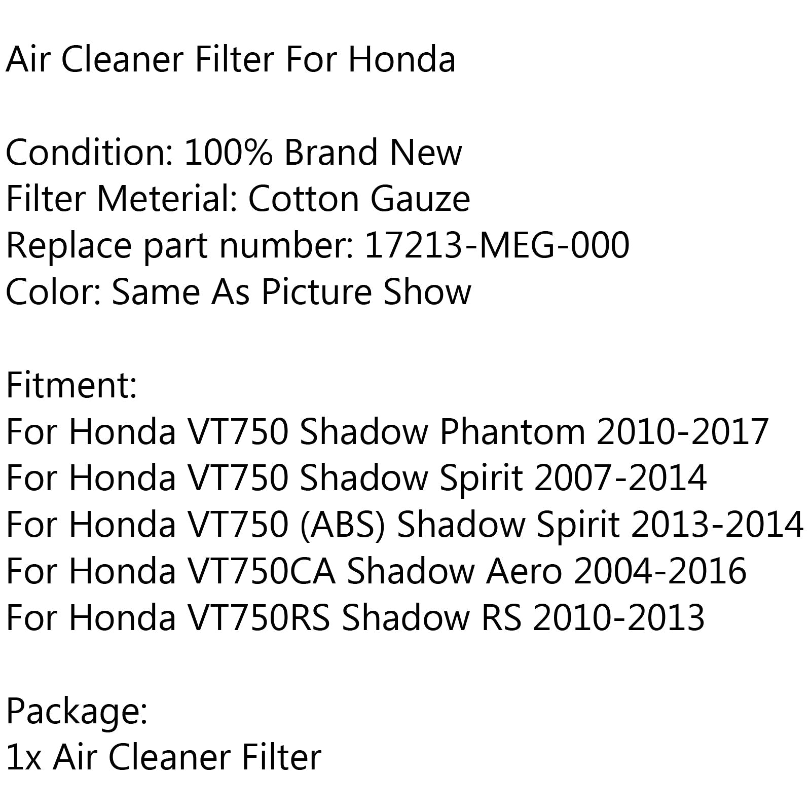 Nettoyeur de filtre à Air pour VT750 Shadow Spirit 07-14 Phantom VT750CA Aero RS générique