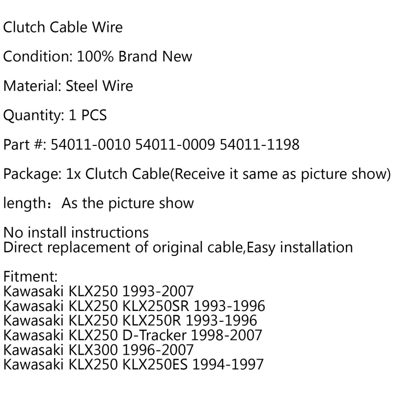 Clutch Cable Replacement For Kawasaki KLX250 D-Tracker KLX250R KLX300 Generic
