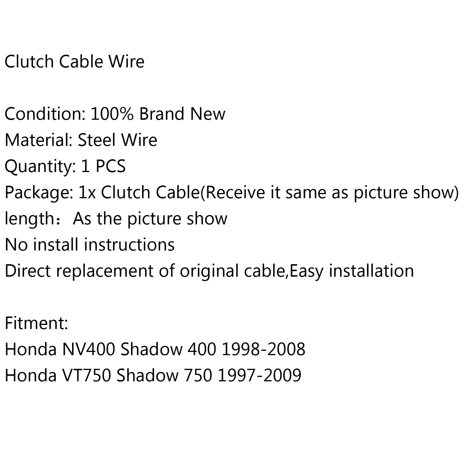 Fil de câble d'embrayage de remplacement, pour Honda NV400 Shadow 400 98-08 VT750 97-09 générique