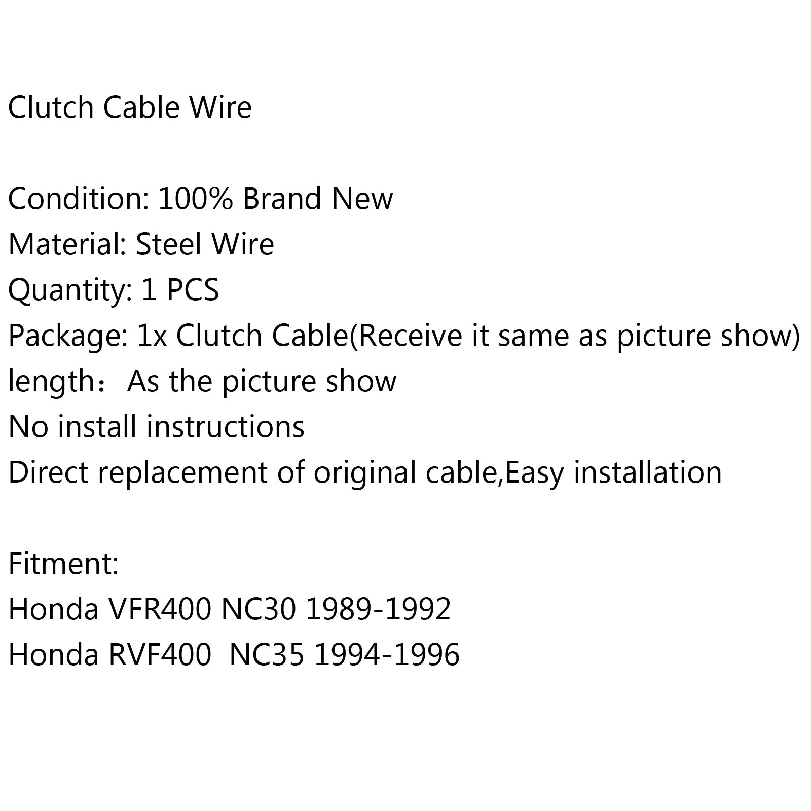 Fil de câble d'embrayage de remplacement, pour Honda VFR400 NC30 89-92 RVF400 NC35 94-96 générique