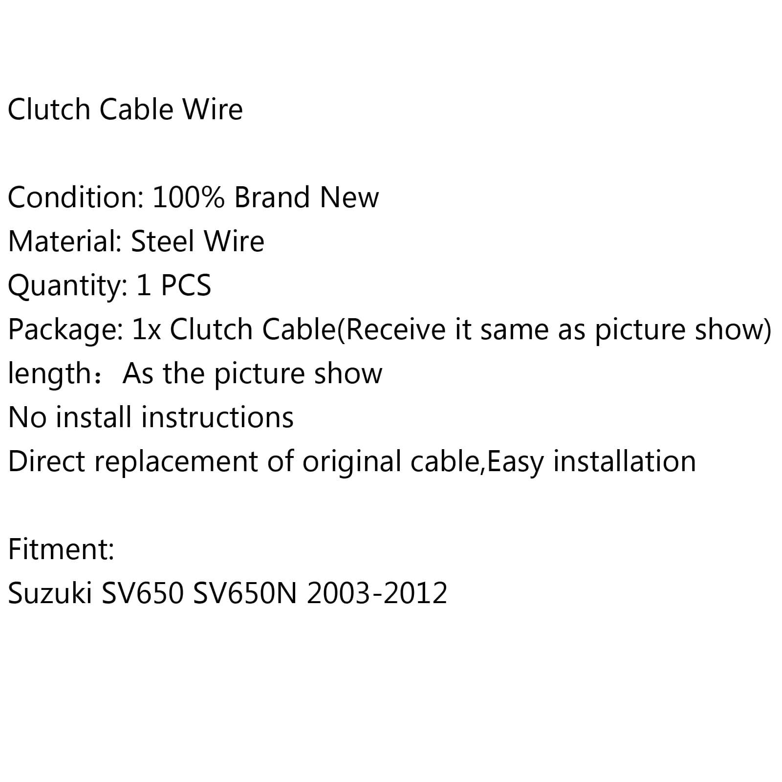 Vervanging van de draadstaalkoppelingskabel voor Suzuki SV650 SV650N 2003-2012 Generiek