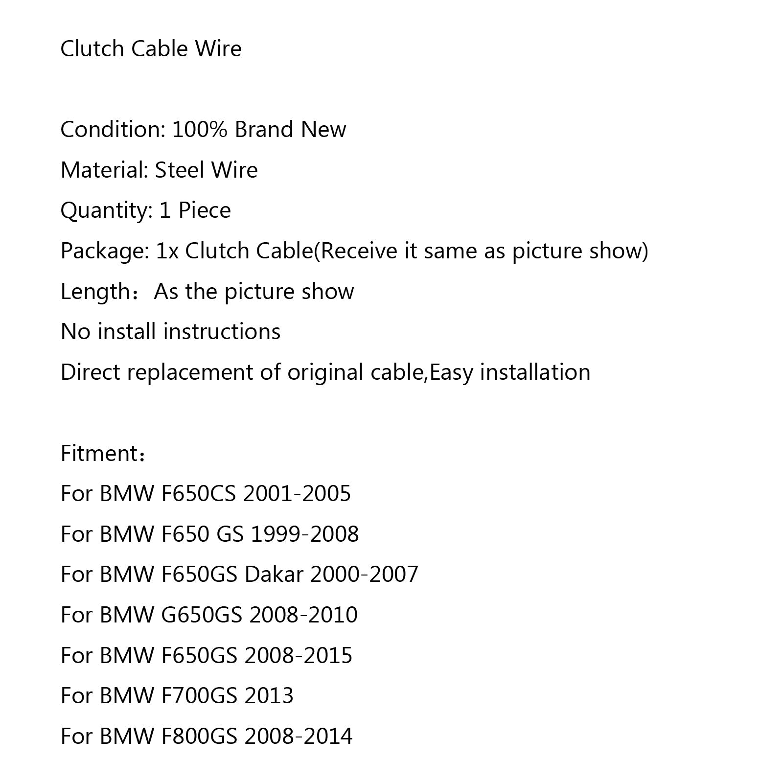 Remplacement de câble d'embrayage en fil d'acier pour BMW F650CS 2001-2005 F800GS 2008-2014 générique