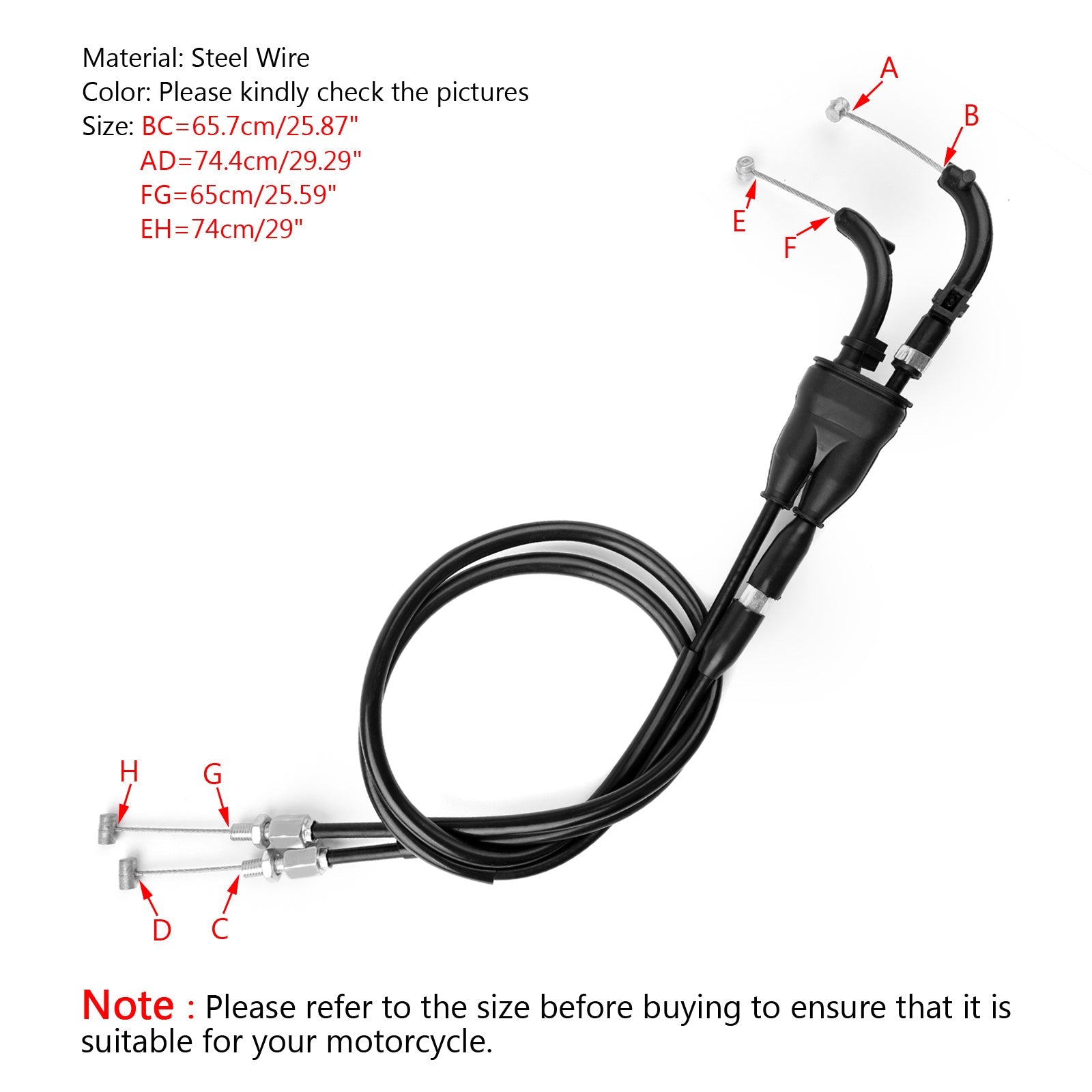 Motorcycle Throttle Cable For Yamaha 14B-26302-00 14B-26302-01 YZF R1 2009-2014 Generic