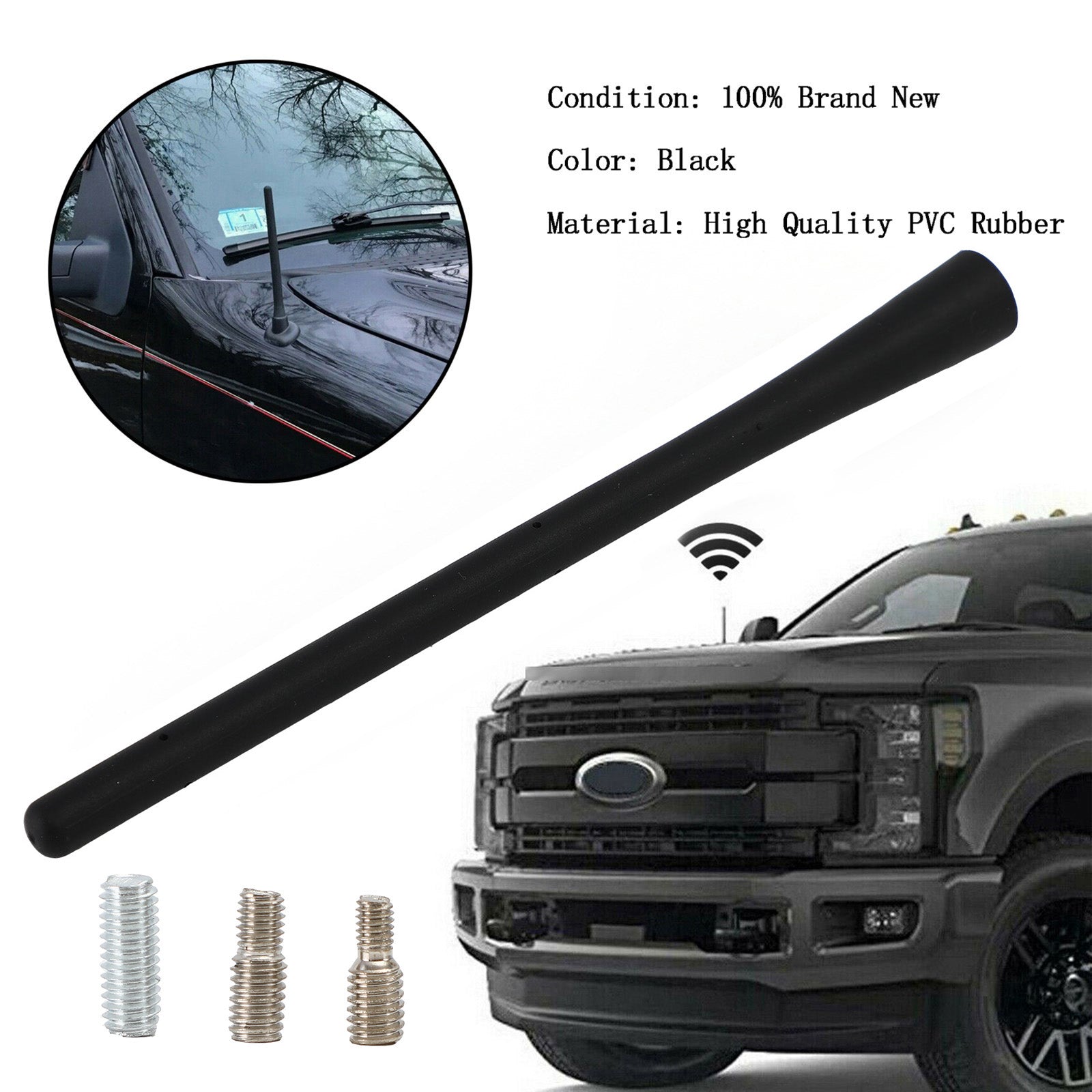 Antenne de signal en caoutchouc de 7 pouces pour Ford F150 F250 F350 锛?Ram 1500 2009-2019 générique