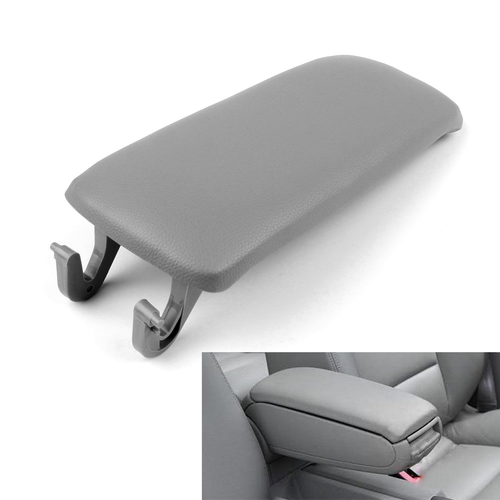 PU Leather Center Console Armrest Cover Lid For Audi A4 S4 A6 2000-2008 Gray