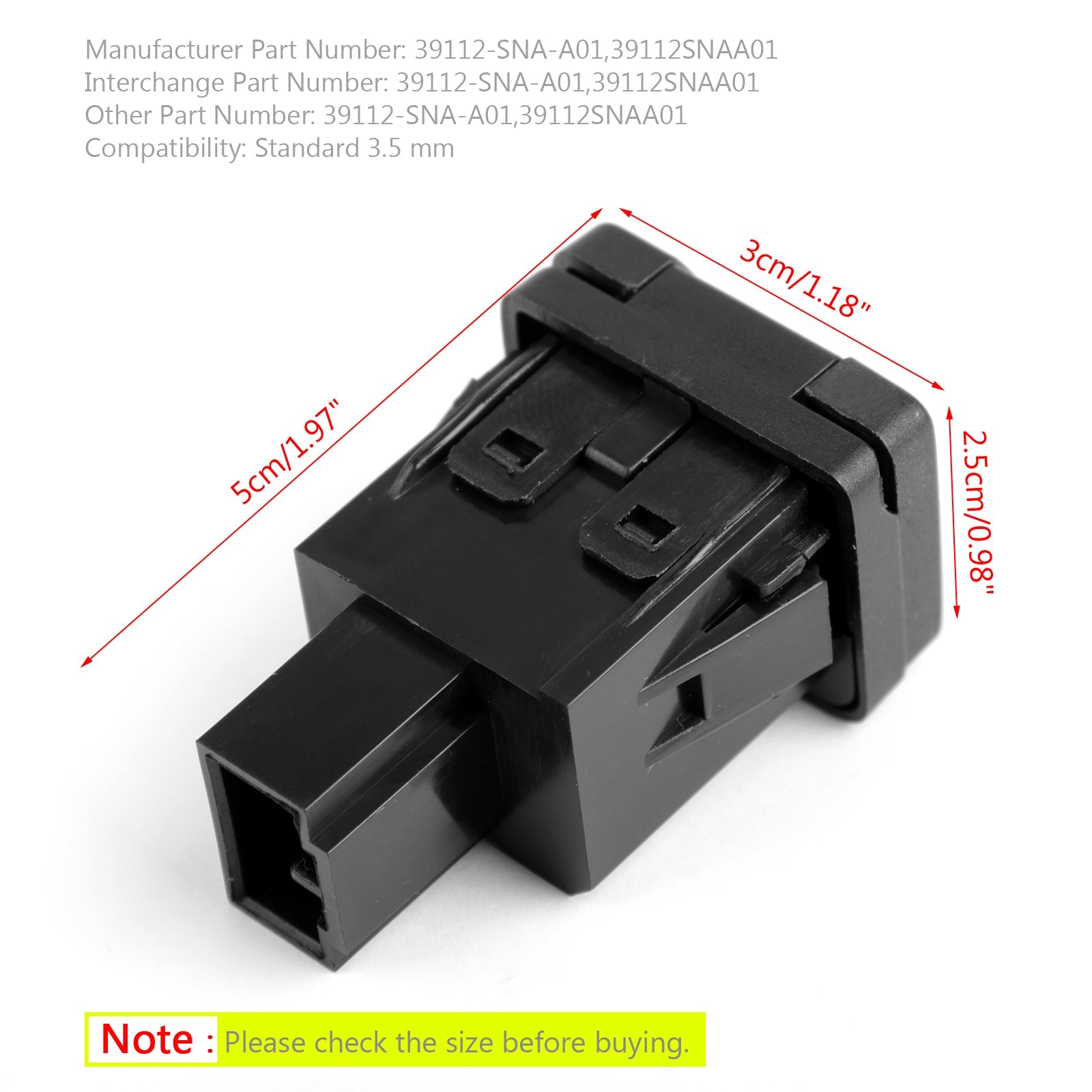 Nieuwe Extra Jack Audio Video Jack 39112SNAA01 AUX Voor 2006-2011 Honda Civic Generiek