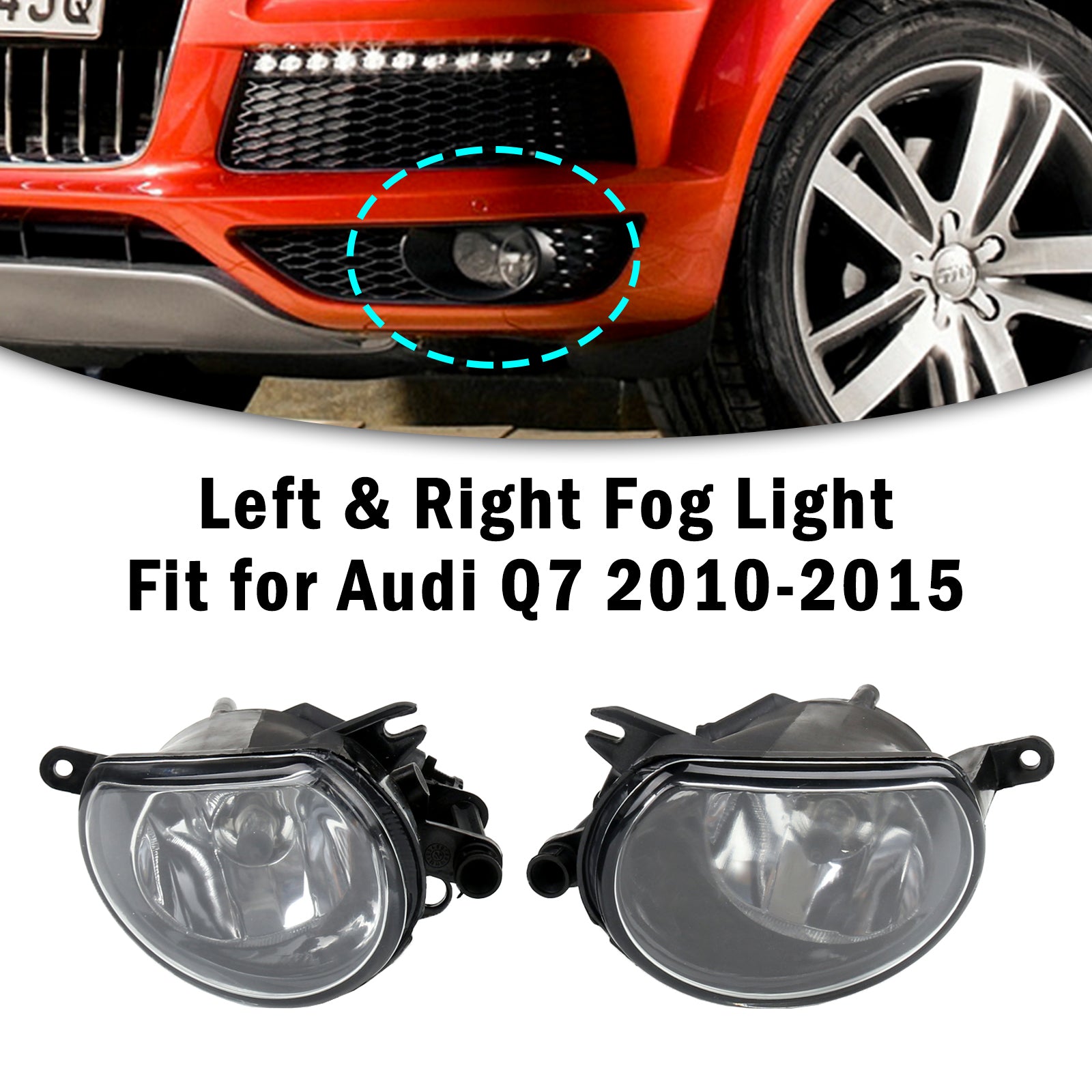 Front Right & Left Bumper Halogen Fog Light Fog Lamp For AUDI Q7 2010-2015 Generic