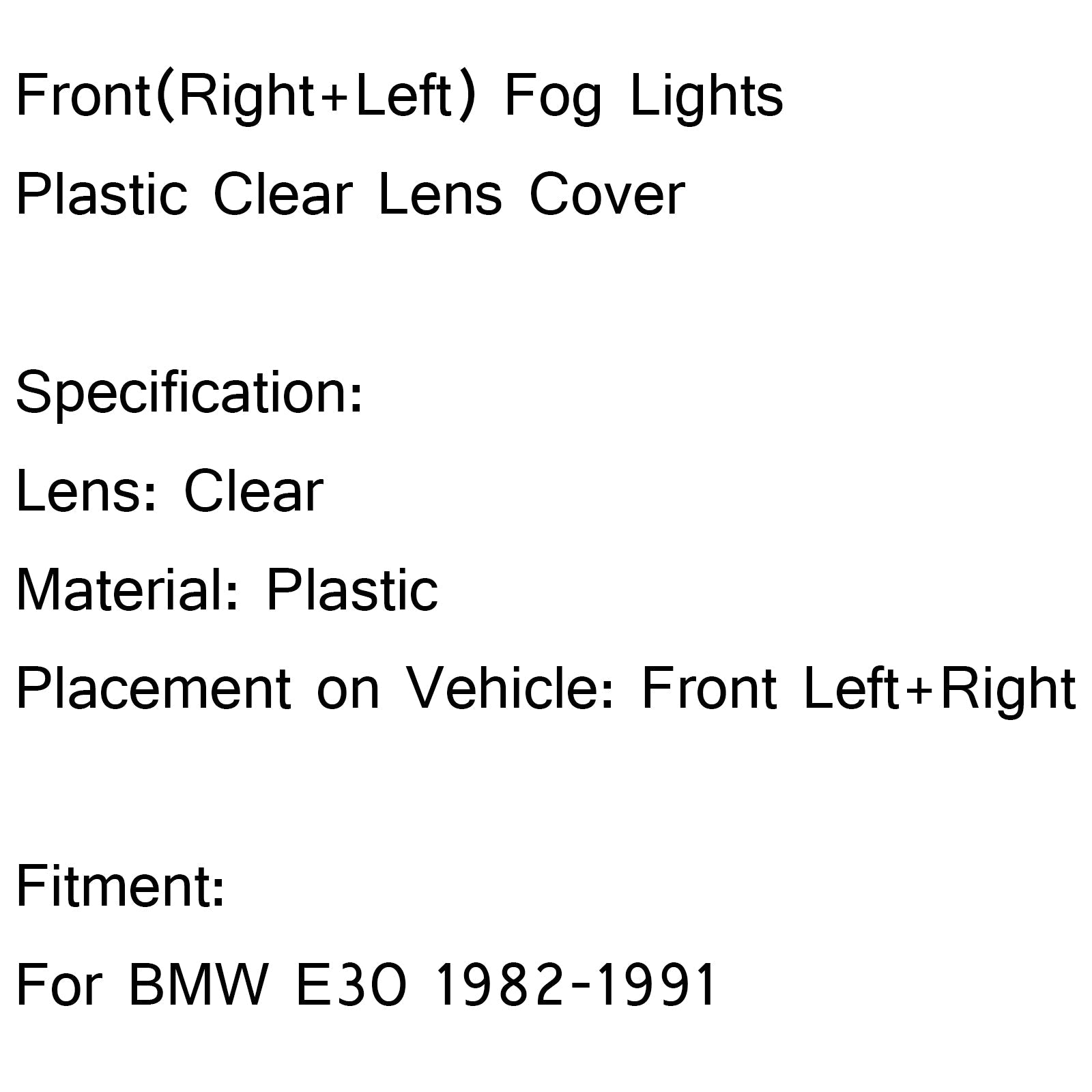 Paar voorbumper mistlampen doorzichtige plastic lens voor BMW E30 318i 318is 1982-1991 generiek