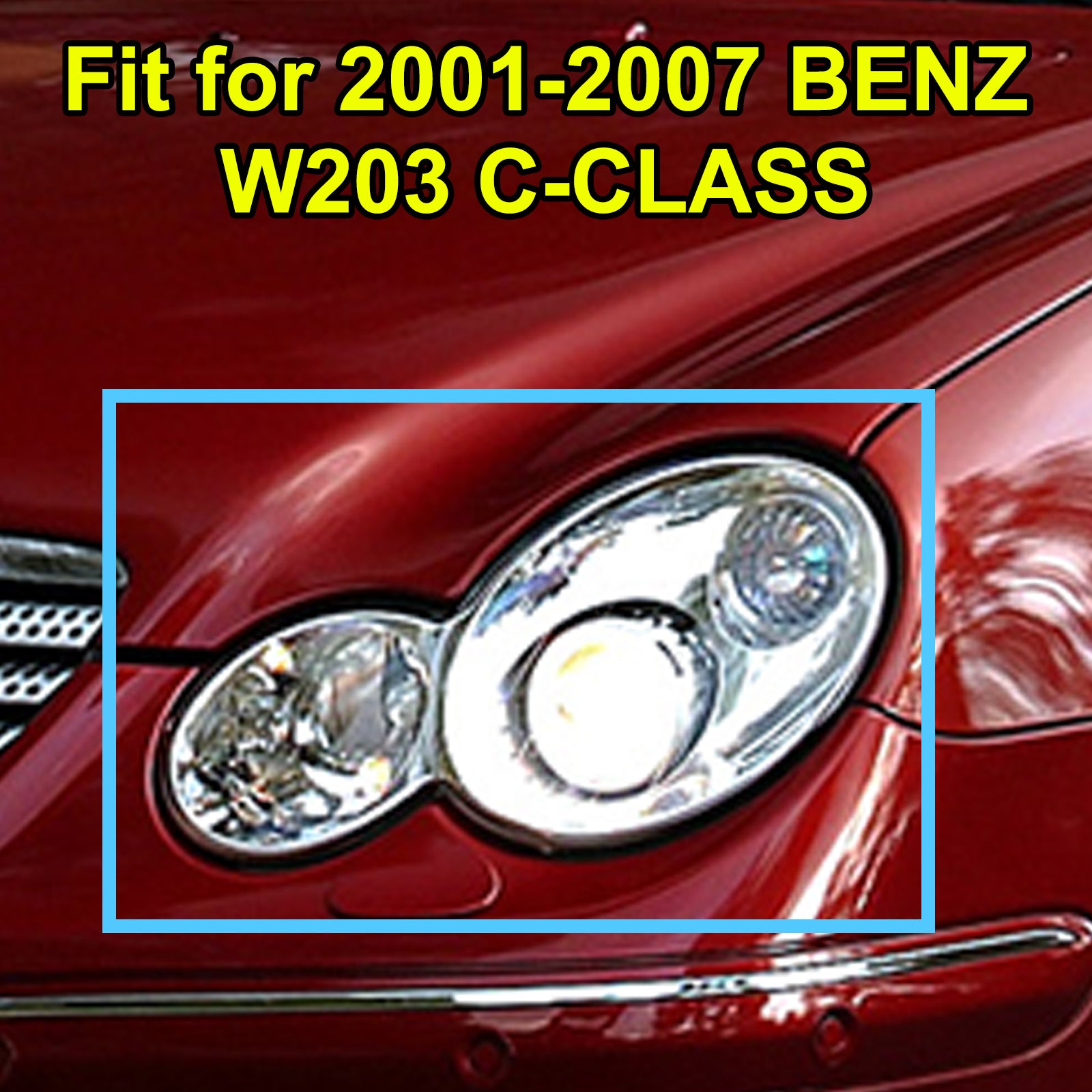 Headlight Lens Shell Plastic Cover Left + Right For 2001-2007 Benz W203 C-Class Generic