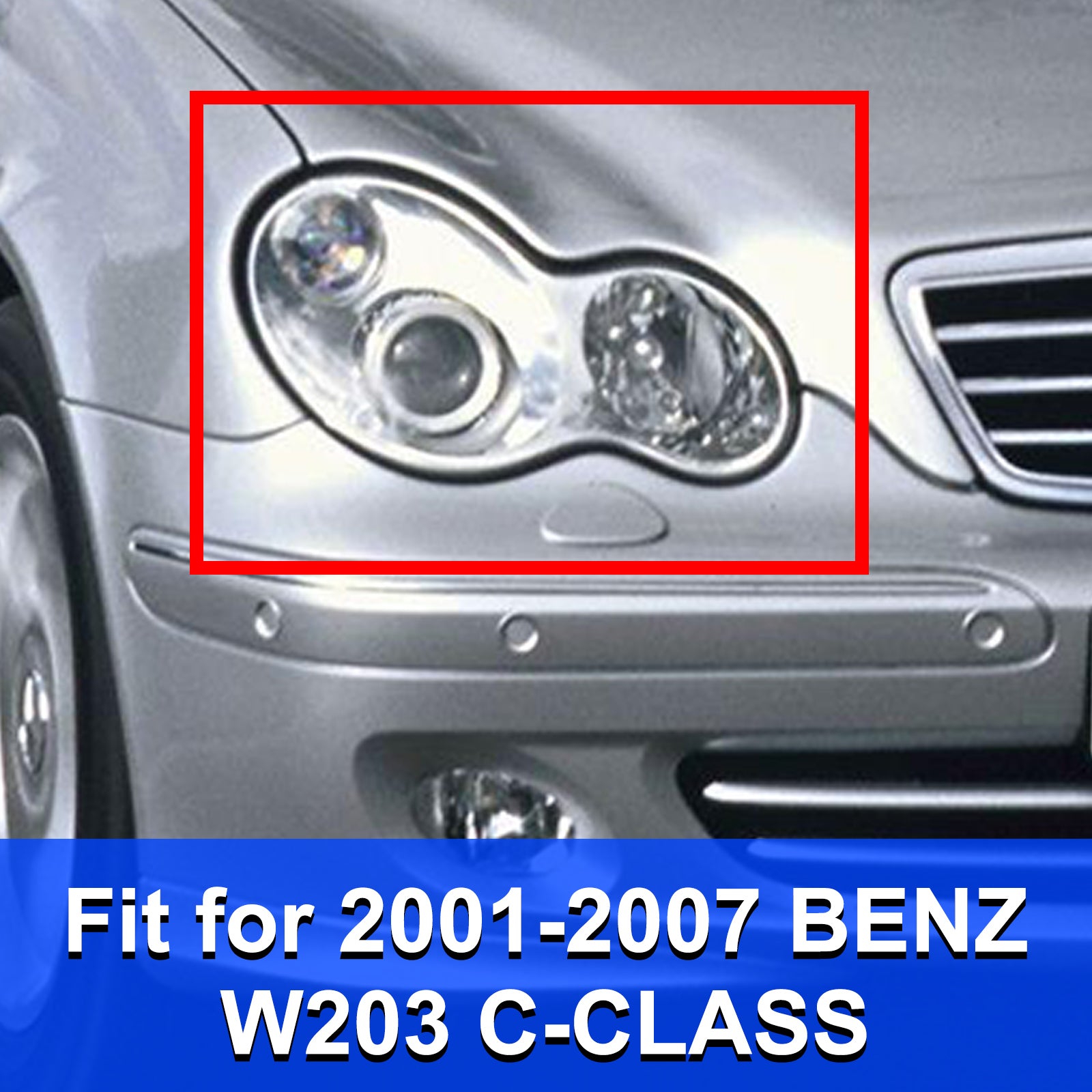 Coque de lentille de phare en plastique gauche + droite pour Benz 2001-2007W203 Classe C générique