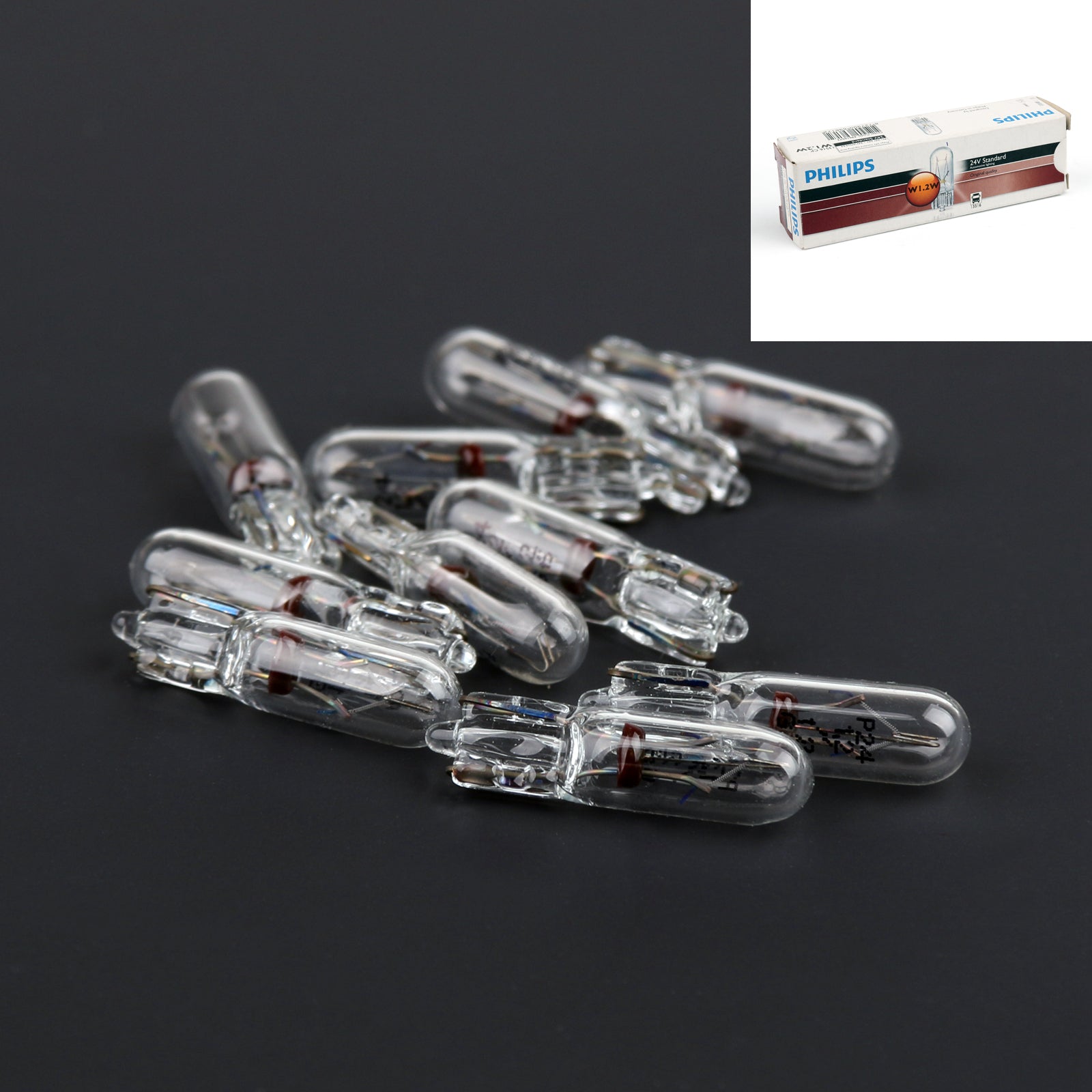 10pcs Genuine PHILIPS 13516 24V T5 W1.2W W2?闅嗘悅闅嗚寘4.6d Standard Signaling Lamp Bulb