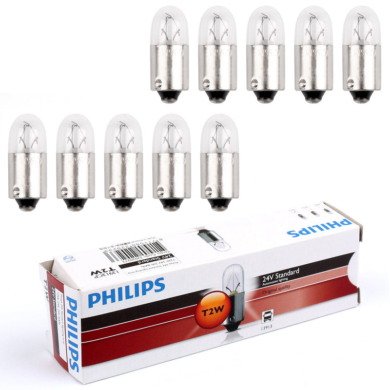 10pcs PHILIPS 13913 24V2W T2W BA9s 3200K Standard Signaling Lamp Bulbs