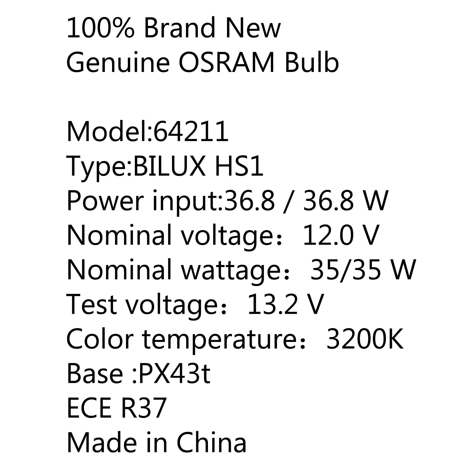 OSRAM 35/35W 12V HS1 PX43T 64185 BILUX motorfiets koplamp halogeenlamp generiek