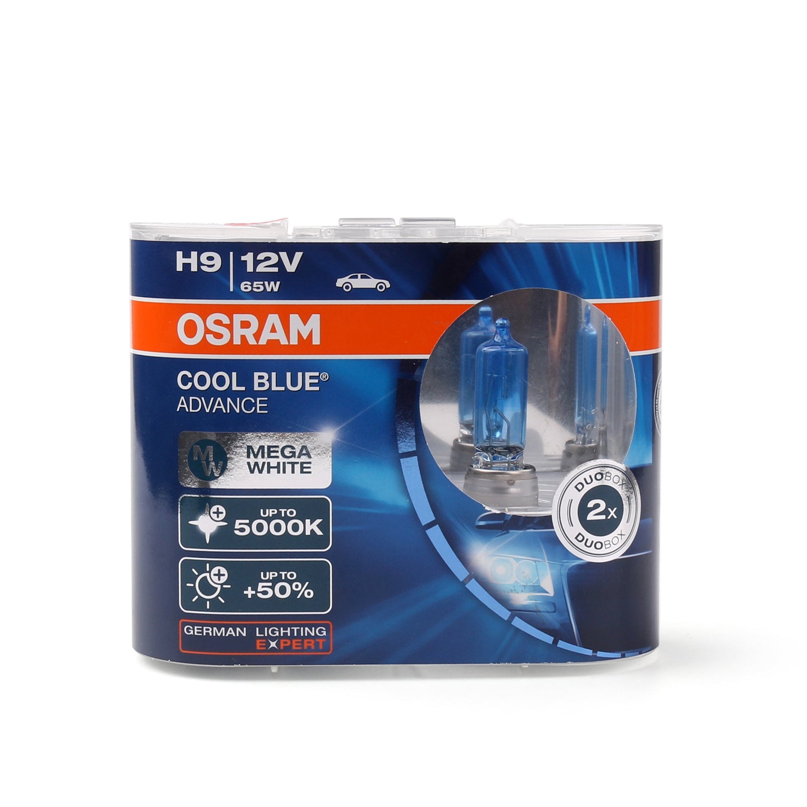 2 X H9 OSRAM 5000K Cool Blue Hyper+ Plus 65W White Light Halogen Bulb Globe Generic