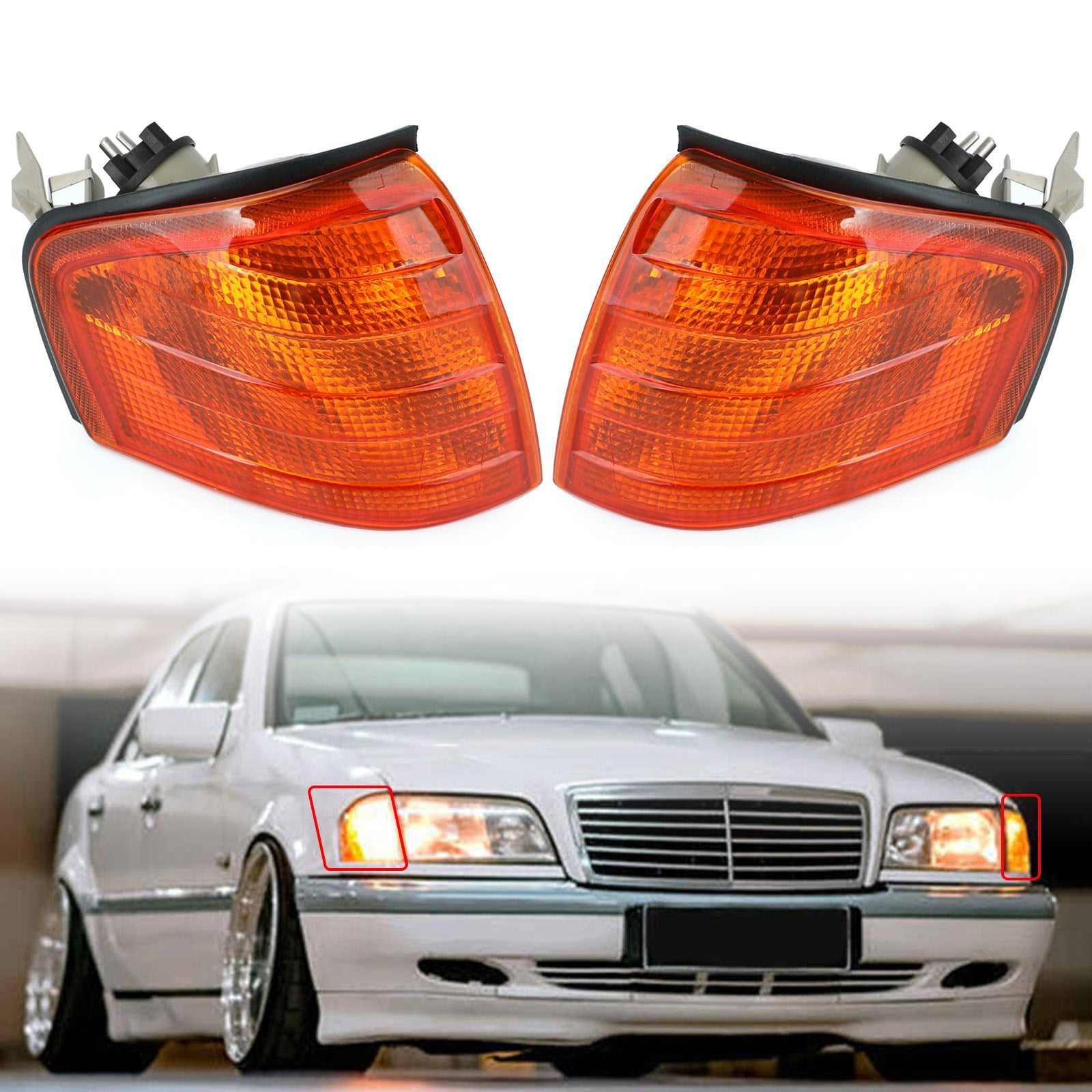 Left/Right Corner Lights Turn Signal Lamps For Benz C Class W202 1994-2000 Generic