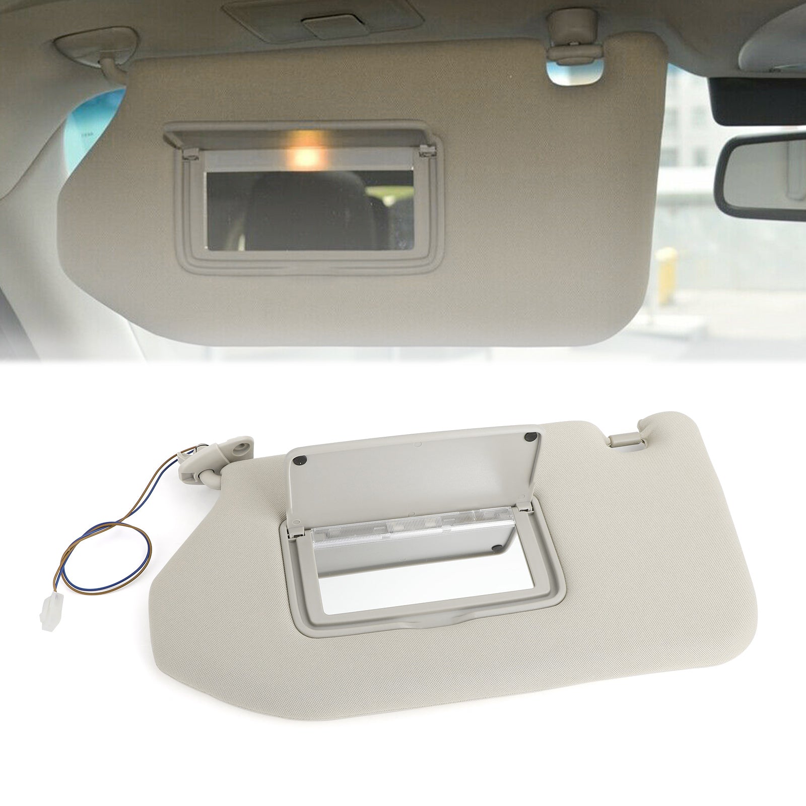 Links/rechts/paar zonneklep grijs met licht voor 13-18 Pathfinder 14-17 Infiniti QX60 met lamp Generiek