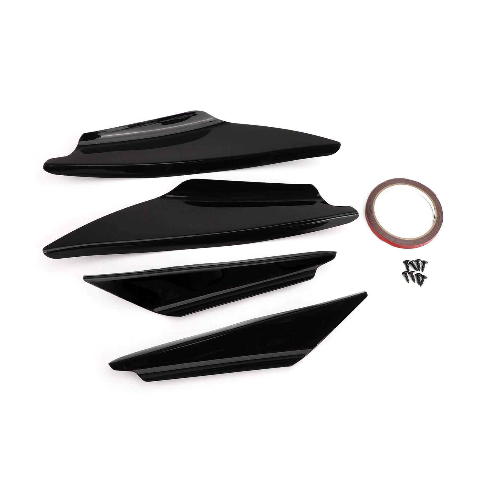 4pcs Universal Gloss Bk Car Front Bumper Fins Body Splitter Spoiler Canards Generic