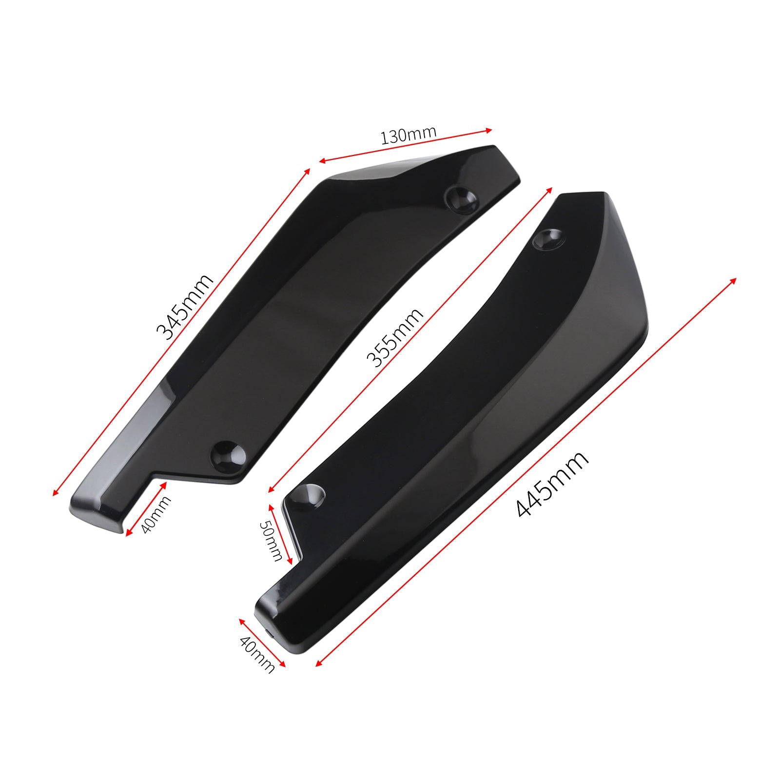 2x Auto Auto Achterbumper Lip Diffuser Splitter Canard Protector Top Glans Zwart Generiek