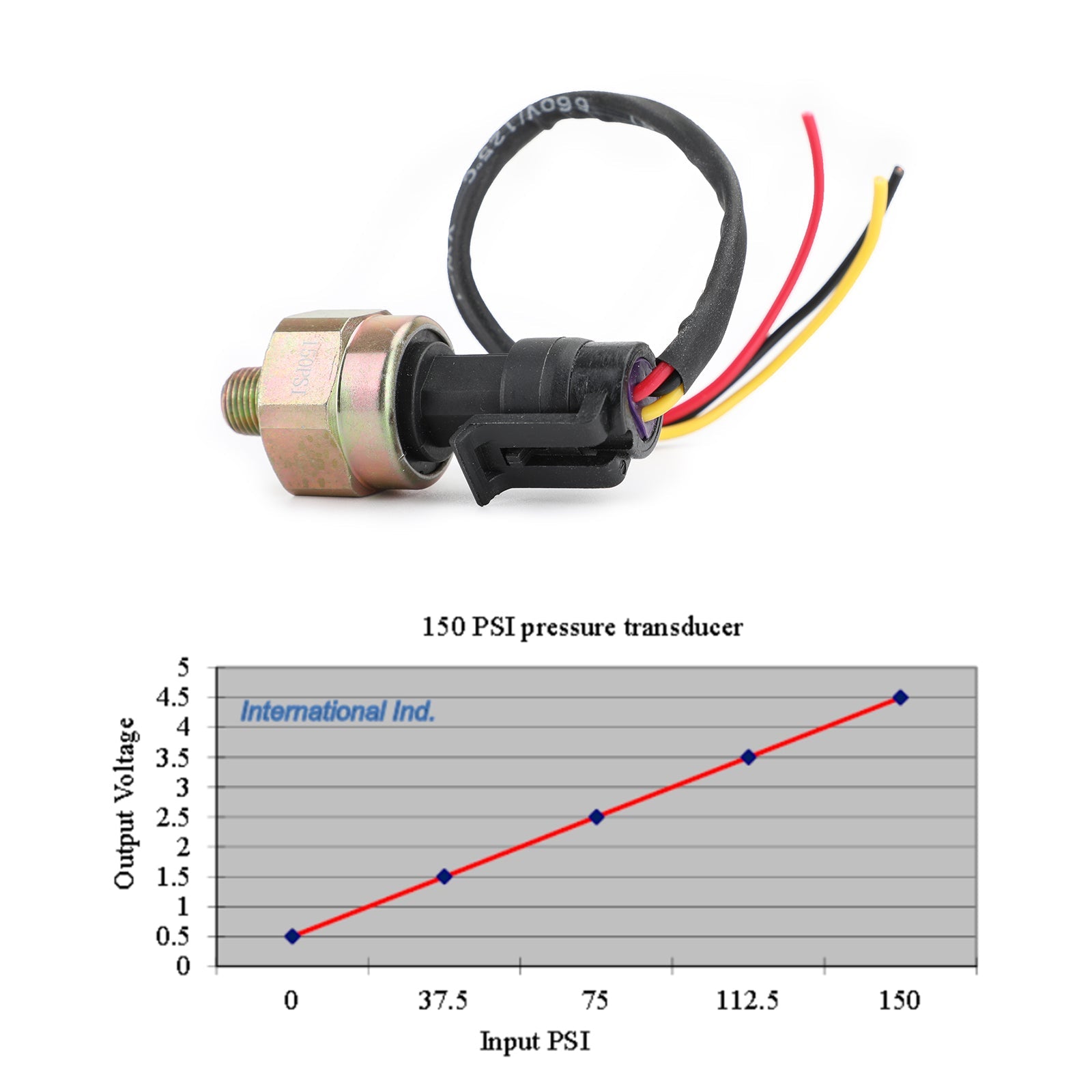 Druktransducer/zender, 150 psi (5V), roestvrij staal, voor olie, brandstof, lucht, water Generiek