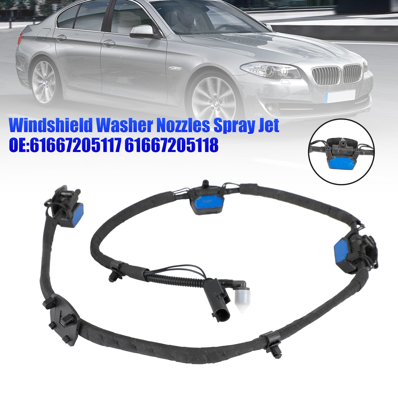 BMW F10 F11 F18 Windshield Washer Nozzles Spray Jet for 61667205117 61667205118