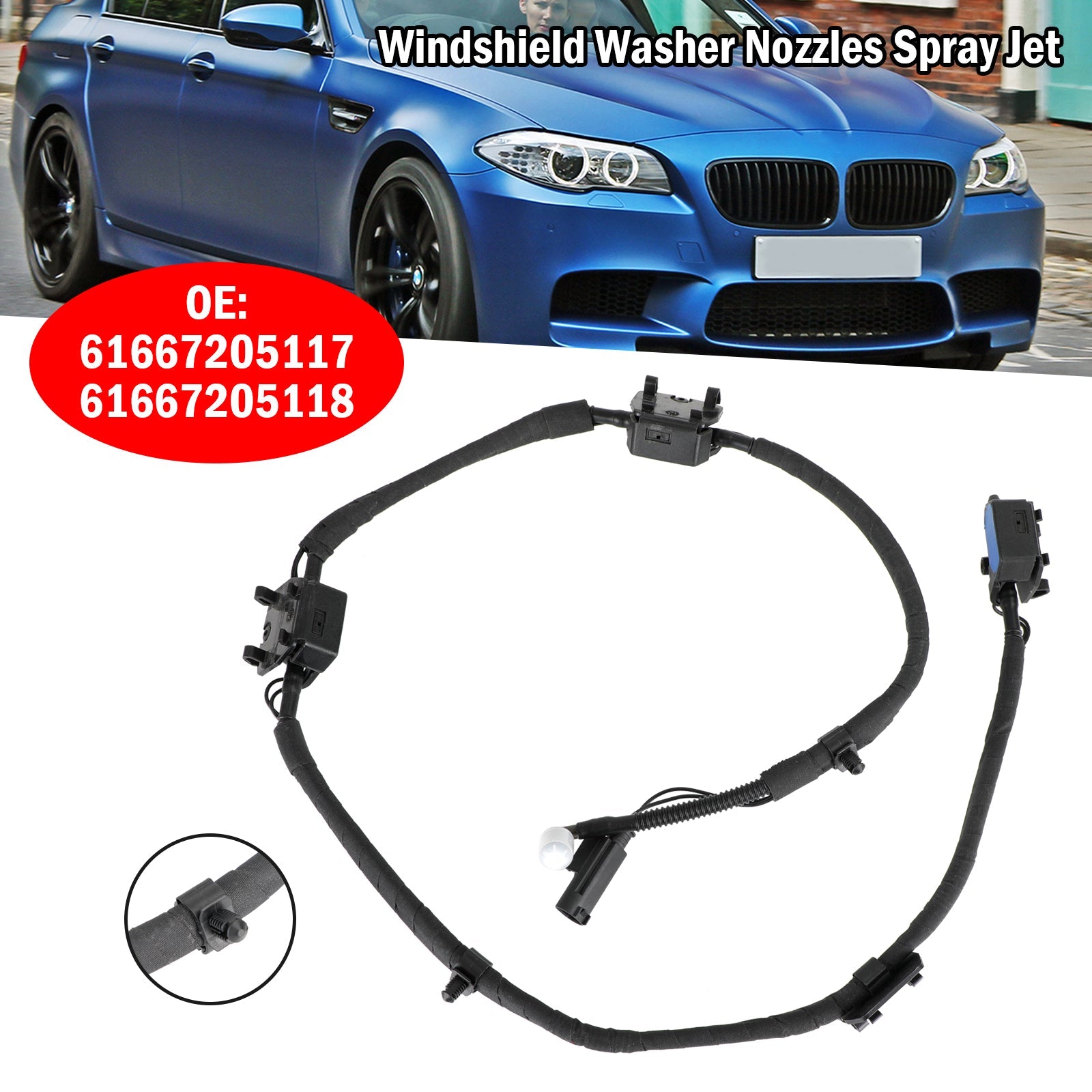 BMW F10 F11 F18 Windshield Washer Nozzles Spray Jet for 61667205117 61667205118