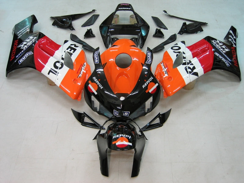 2004-2005 Honda CBR 1000 RR Amotopart stroomlijnkappen zwart oranje Repsol Racing Customs kuip