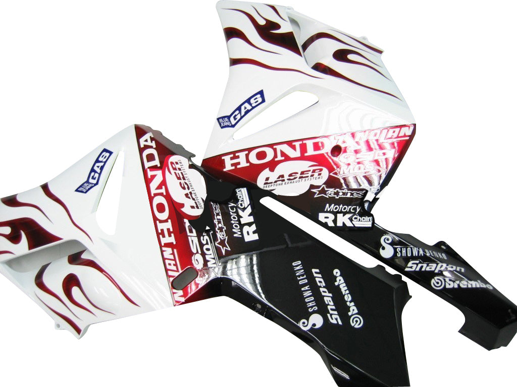 2004-2005 Honda CBR 1000 RR Carénages Amotopart Carénage personnalisé Flame Shark Racing blanc et rouge