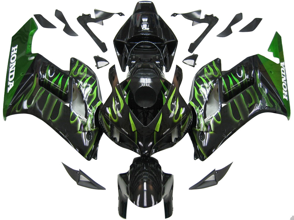 2004-2005 Honda CBR 1000 RR Black & Green Flame Racing Amotopart Fairings